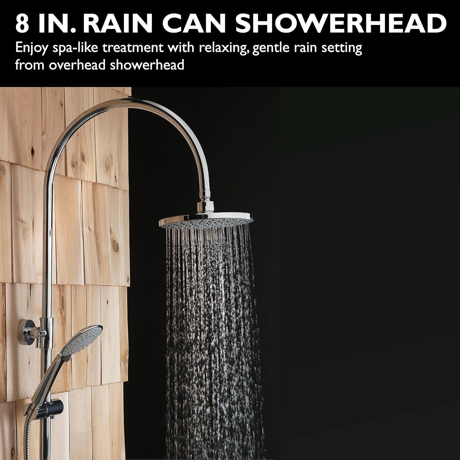 Chrome Wall Mounted Outdoor Shower Kit with Rain and Handheld Heads