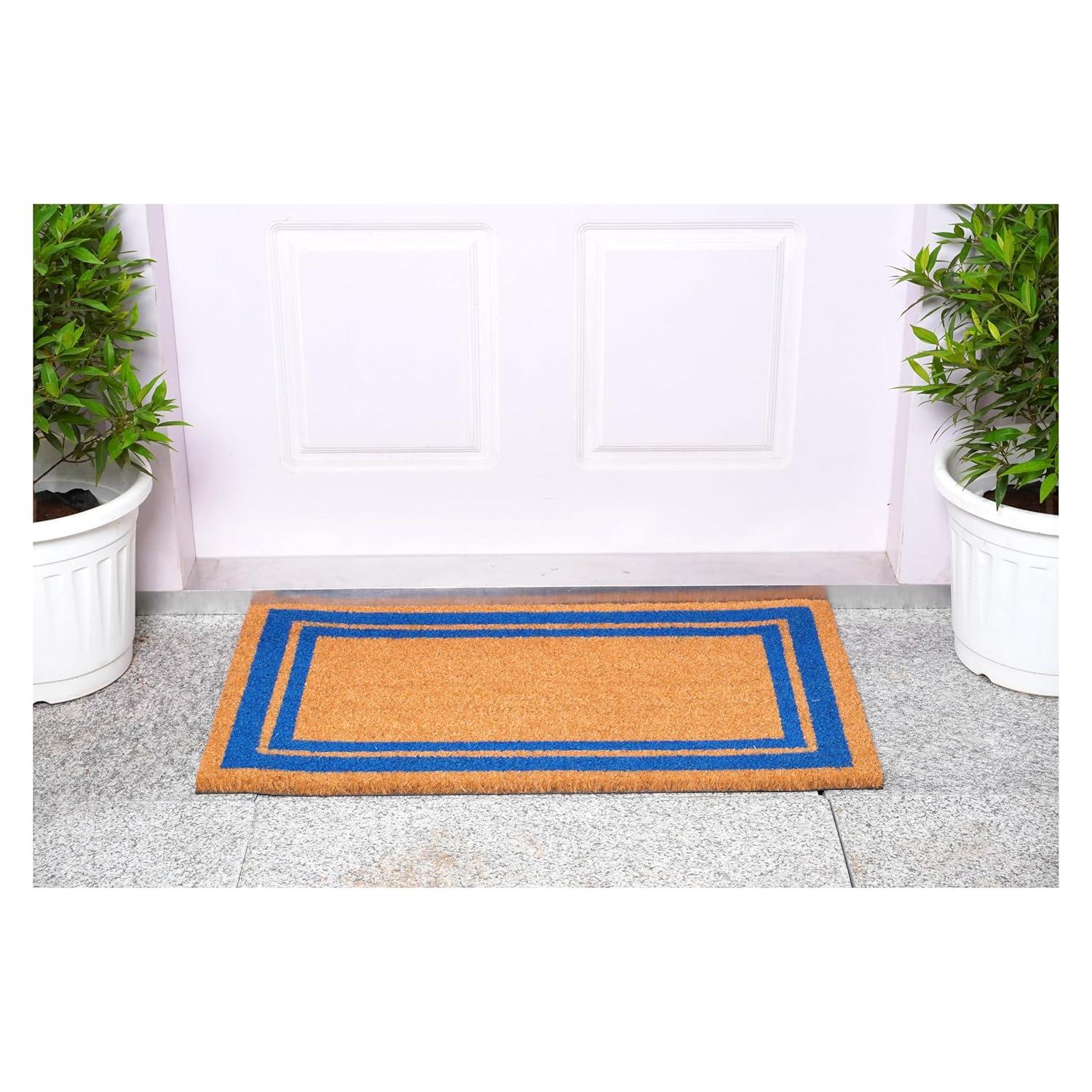 Callowaymills 2-ft x 3-ft Natural/Blue Coir/Vinyl Rectangular Indoor or outdoor Decorative Door mat