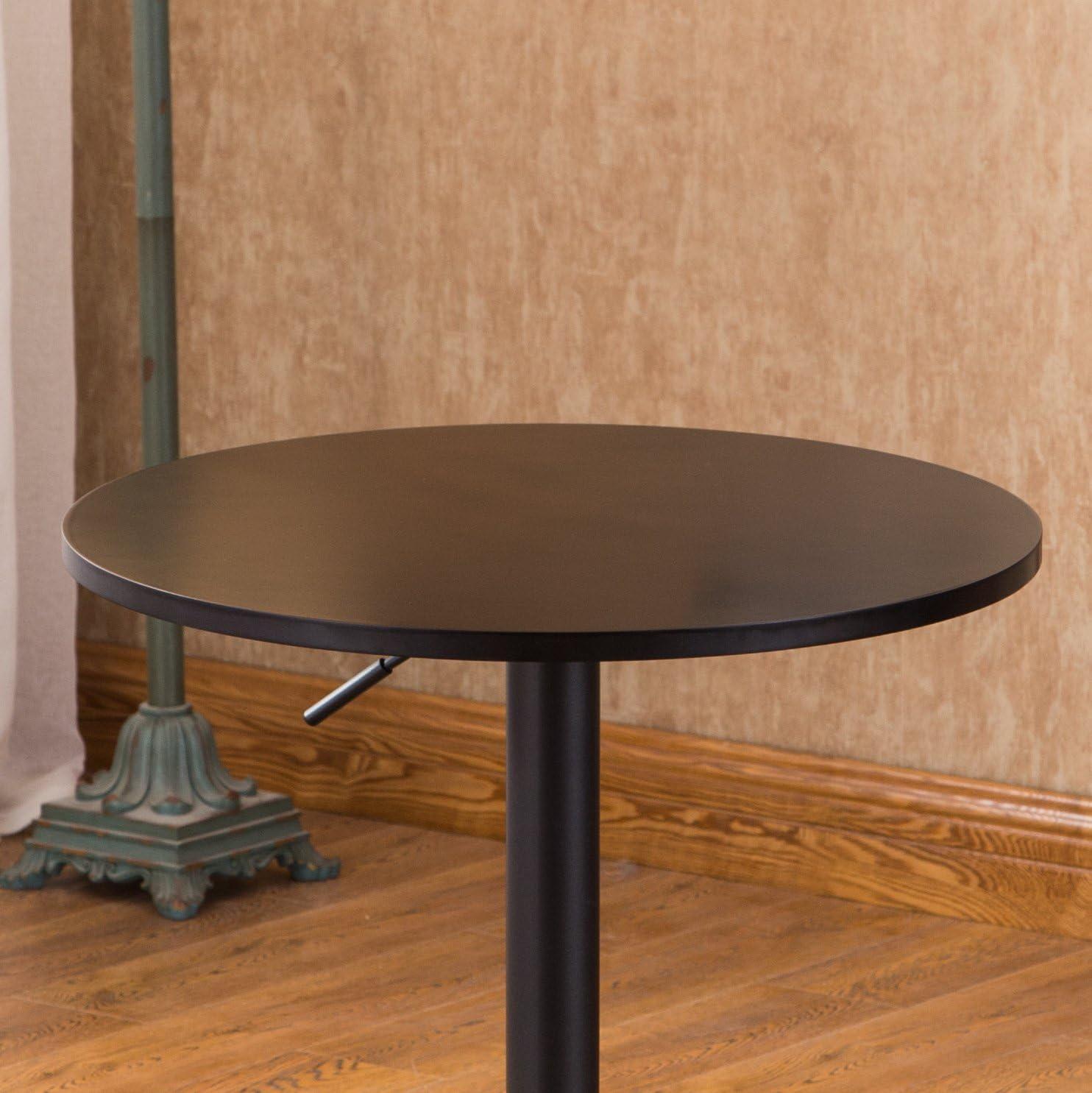 Belham Black Adjustable Height Round Metal Bar Table