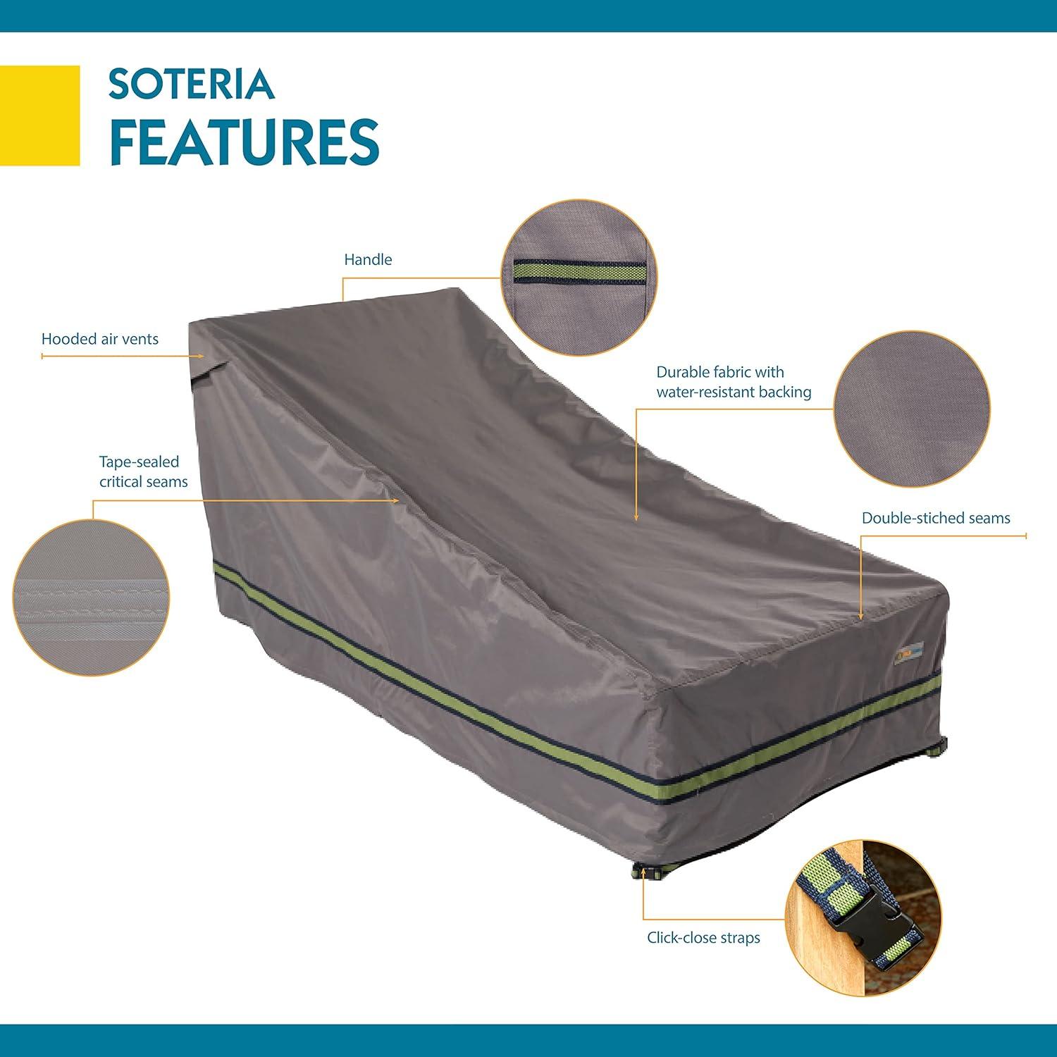 Duck Covers Soteria Waterproof 82 Inch Double Wide Patio Chaise Lounge Chair Cover