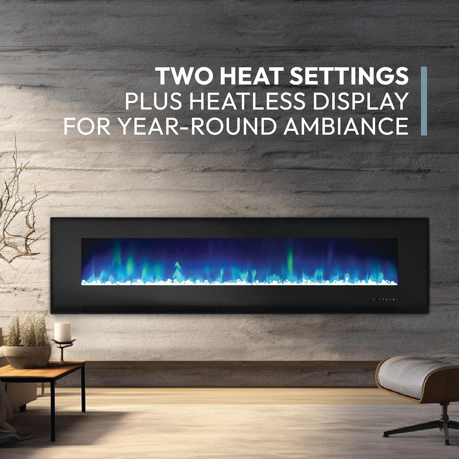 Cambridge Cambridge Wall Mount Electric Fireplace Heater with Remote Control for Indoor Use in Living Room, Bedroom, Home Office