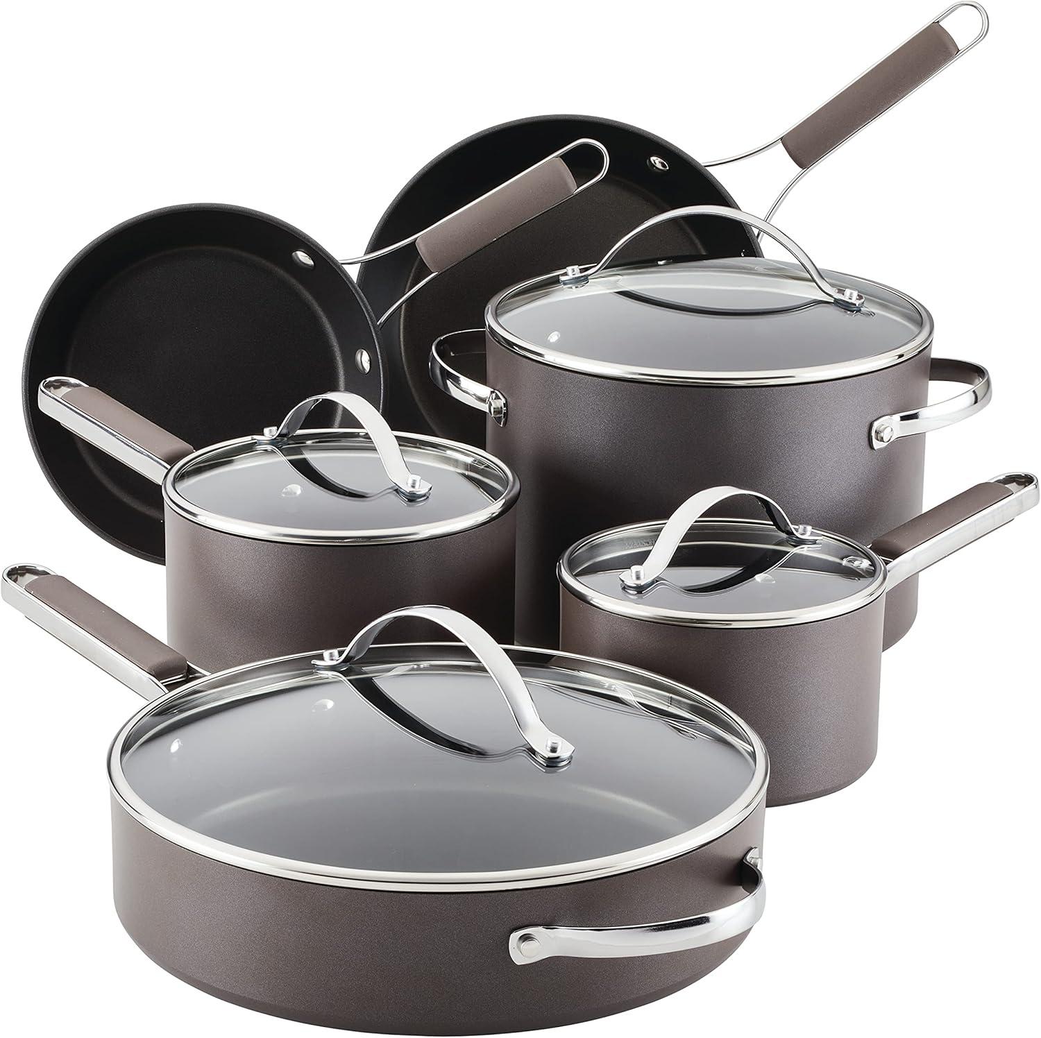 Charcoal Hard Anodized 10-Piece Nonstick Cookware Set