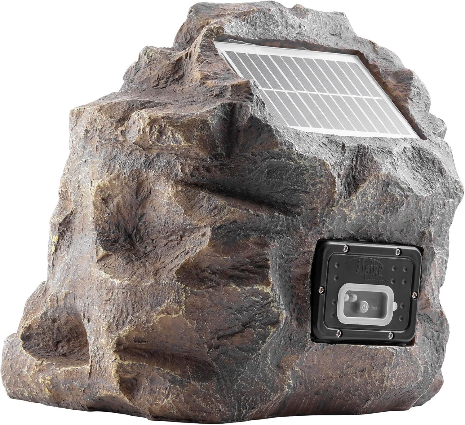 11" Polyresin Solar Bluetooth Rock Speaker - Alpine Corporation: Weather-Resistant, Garden Decor