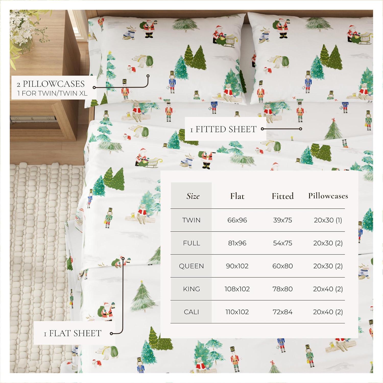 100% Cotton Christmas Flannel Sheets - Great Bay Home