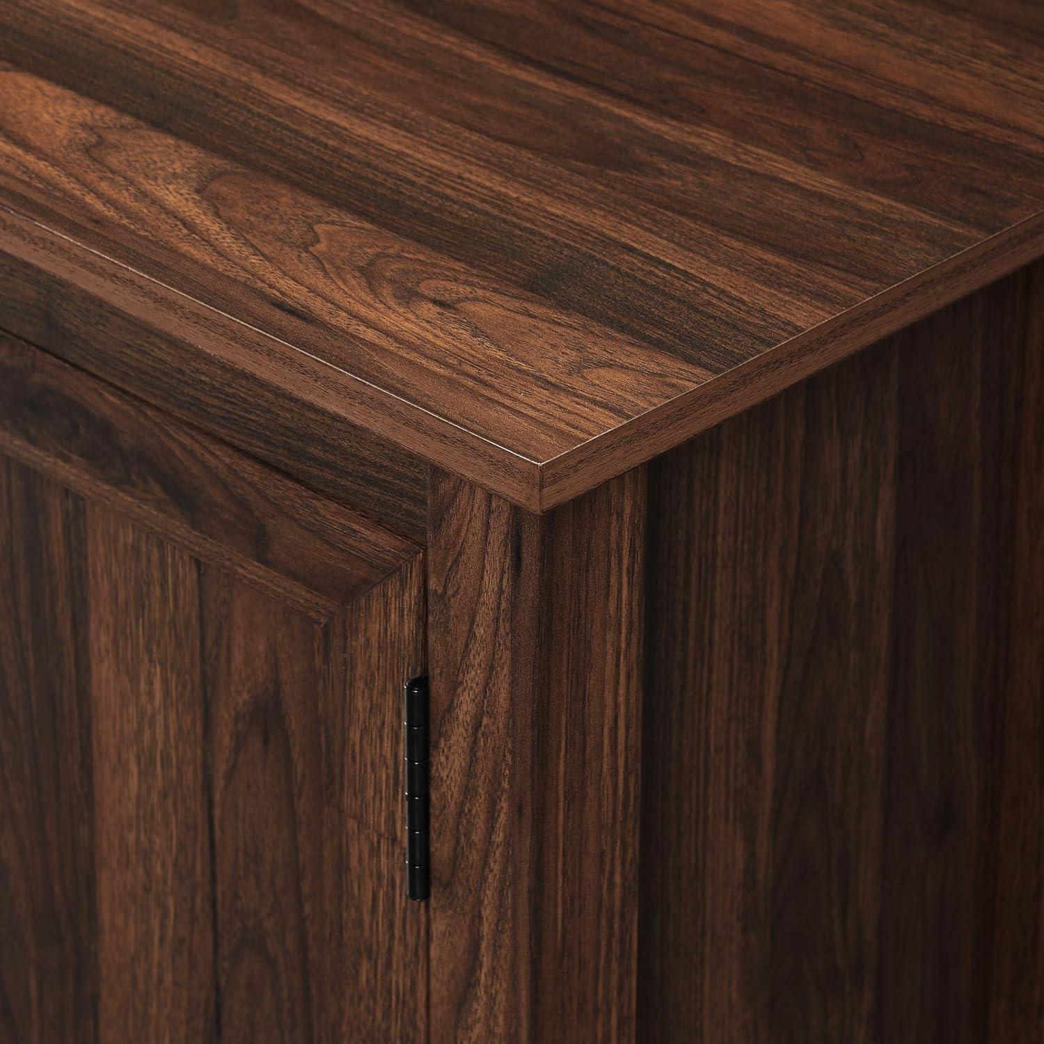 Walker Edison Farmhouse Grooved Door TV Stand for TVs up to 80", Dark Walnut