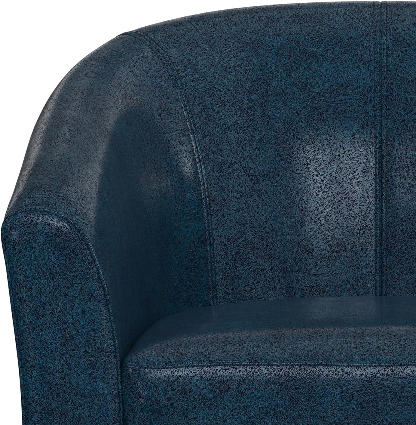 Simpli Home Austin 30"W Upholstered Vegan Faux Leather Contemporary Tub Accent Chair with High Arms and Deep Seat