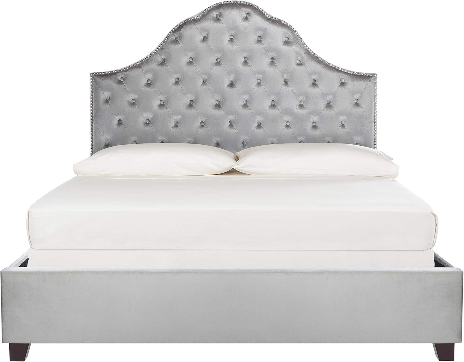 SAFAVIEH Beckham Modern Glam Tufted Headboard with Nail Heads, Queen, Light Grey
