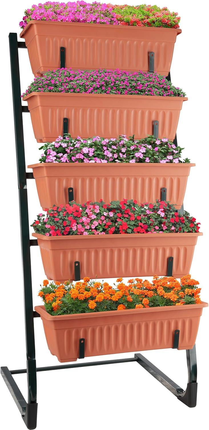 Pure Garden 5 Tier Vertical Planter Raised Garden Beds, Terracotta