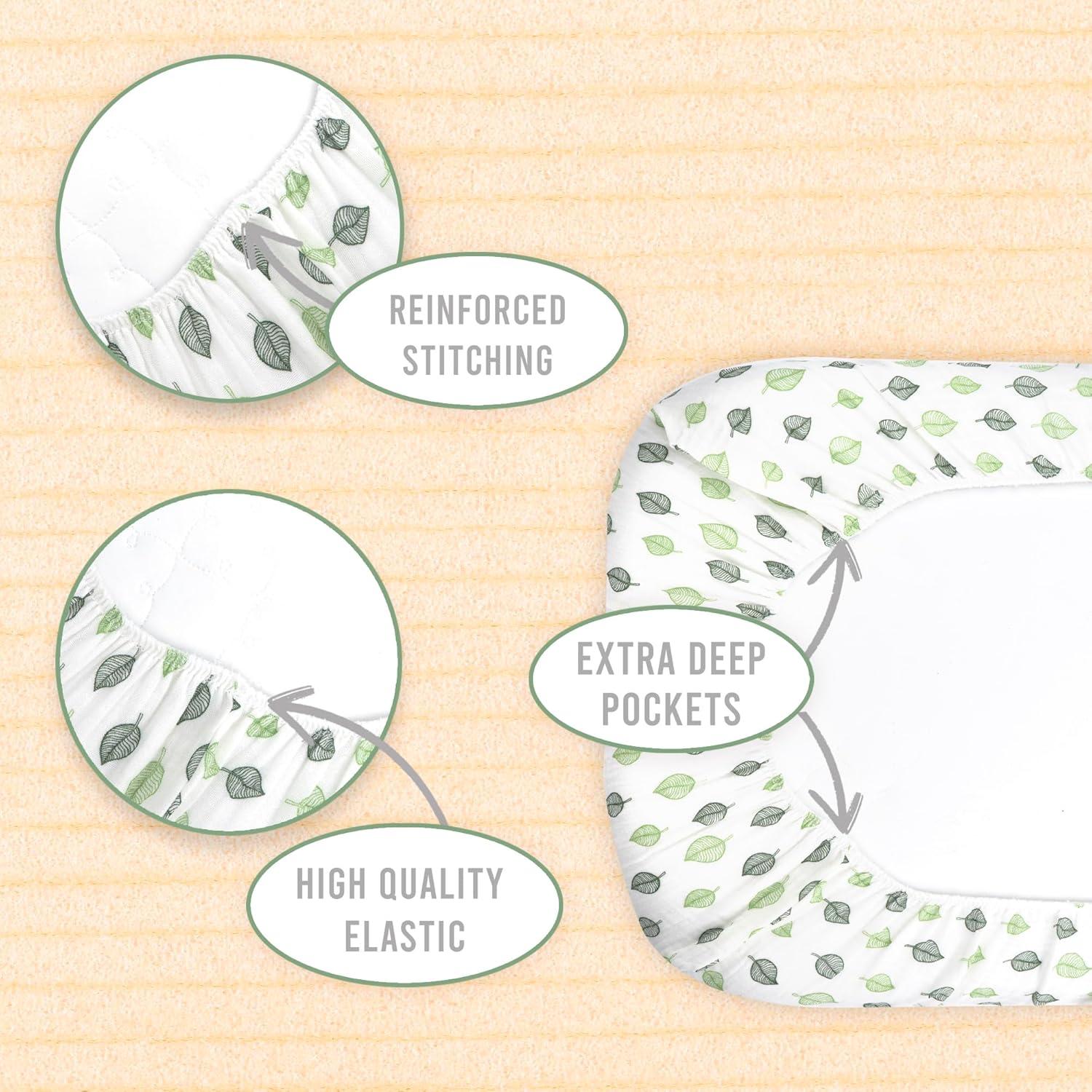 Bublo Baby Baby Muslin Bassinet Sheet Set, 3 Pack Organic Cotton Universal Fitted Bedding Cover for Oval, Hourglass & Rectangle Bassinet Mattress, Fitted Sheets Size 32 x 16 x 4 Inches (Set of 3)