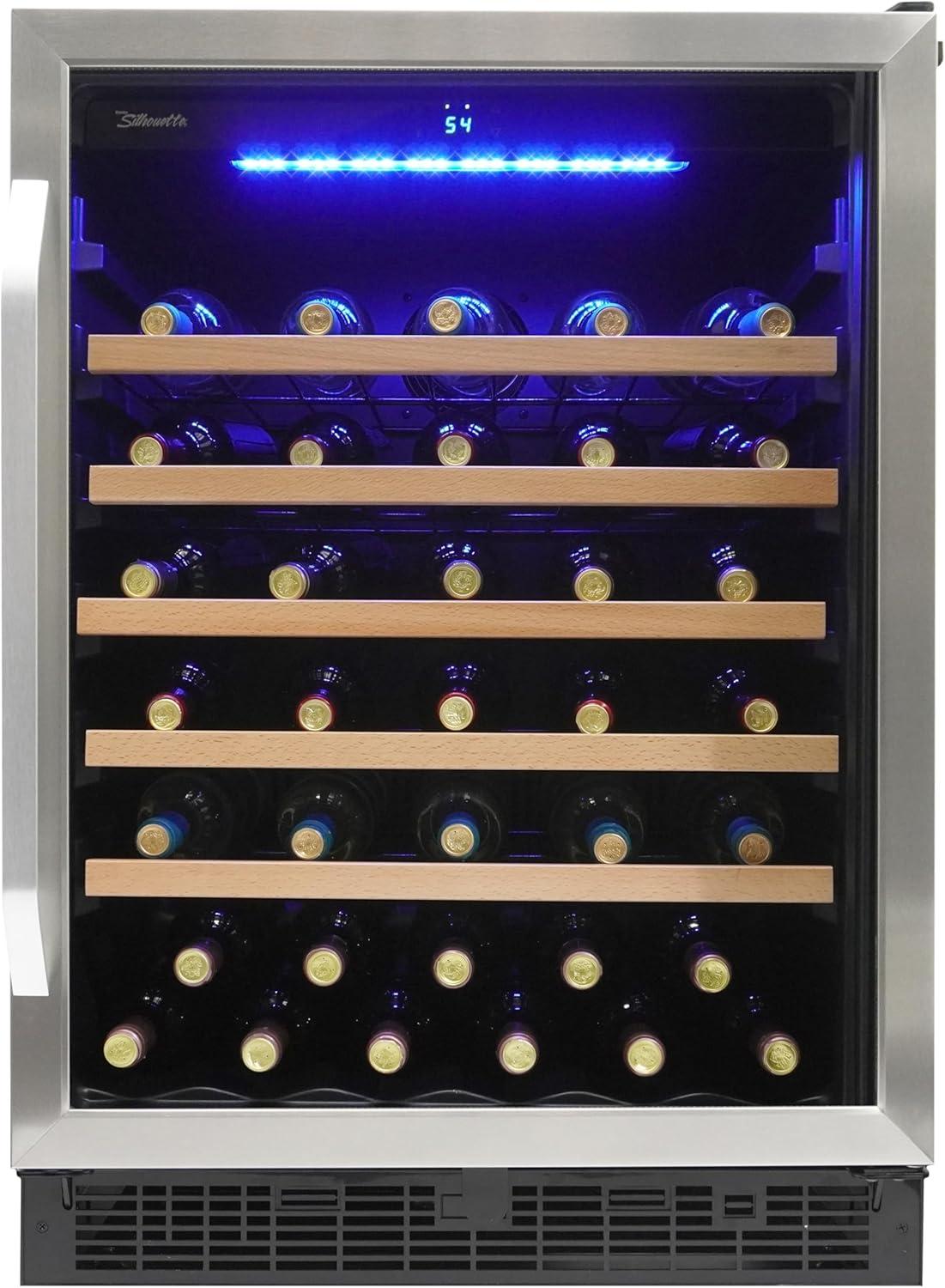 Stainless Steel Built-In Undercounter Wine Cellar with Interior Lighting