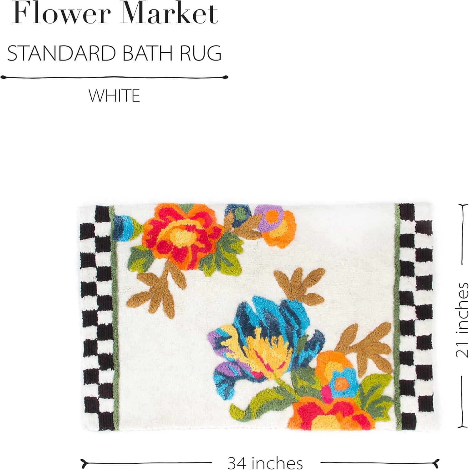 Floral Whisper Modern Cotton Bath Mat 34"L x 21"W - White