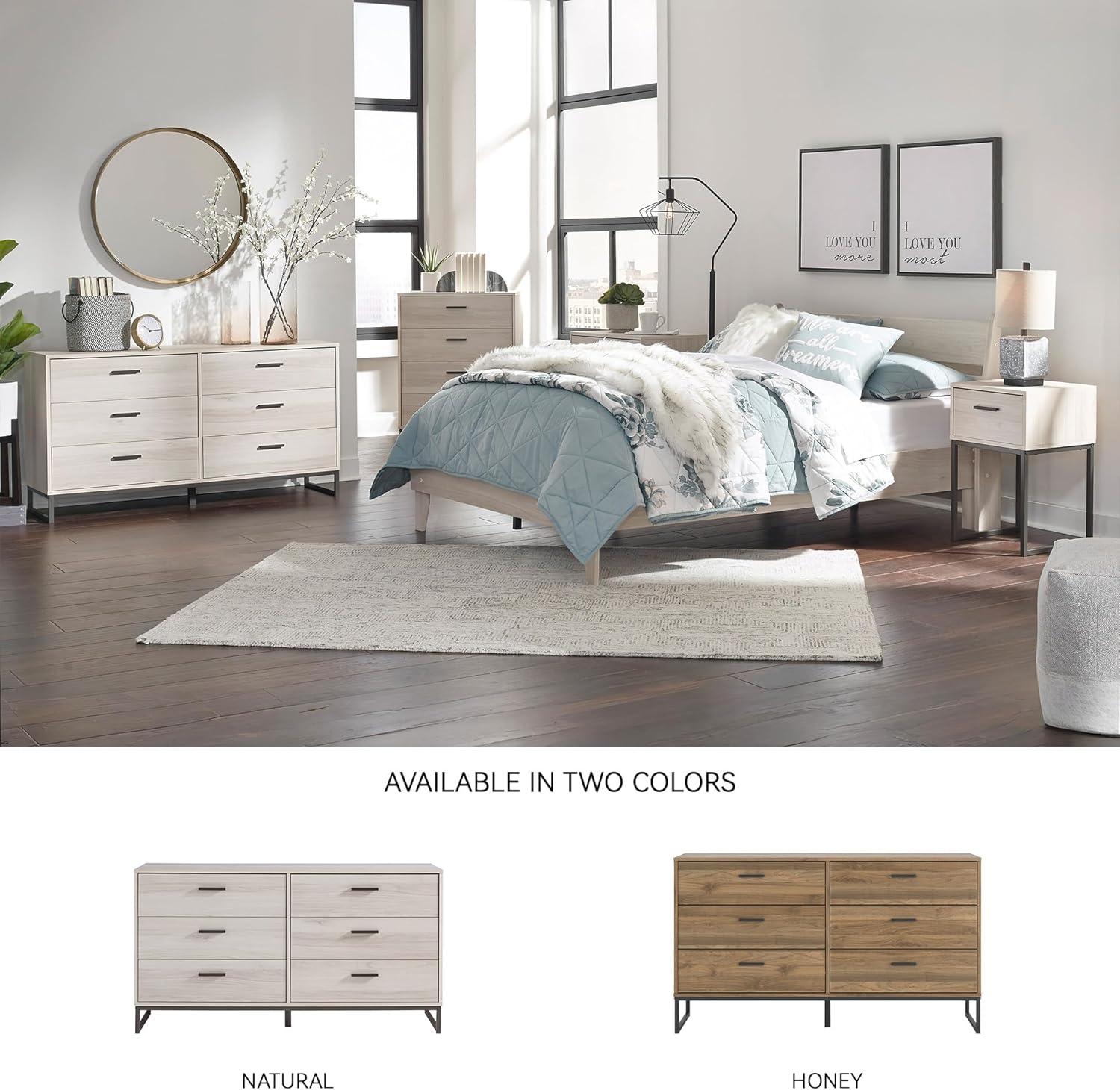 Signature Design by Ashley Contemporary Socalle 6 Drawer Dresser, Light Natural