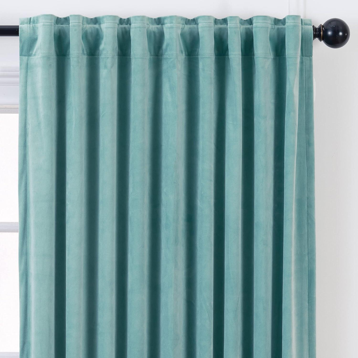 Chanasya 2pk Solid Velvet Room Darkening Blackout Privacy Window Curtain Panels - Set of 2 - 52 x 84 Inches Long - Sage