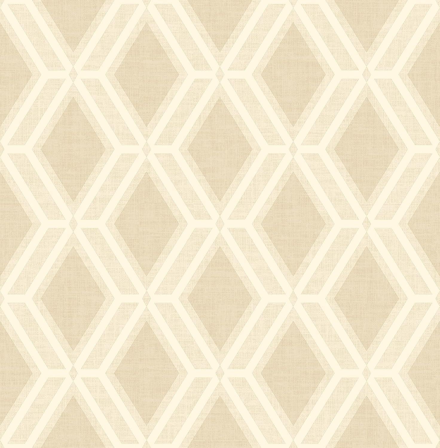 Advantage Mersenne Beige Geometric Wallpaper