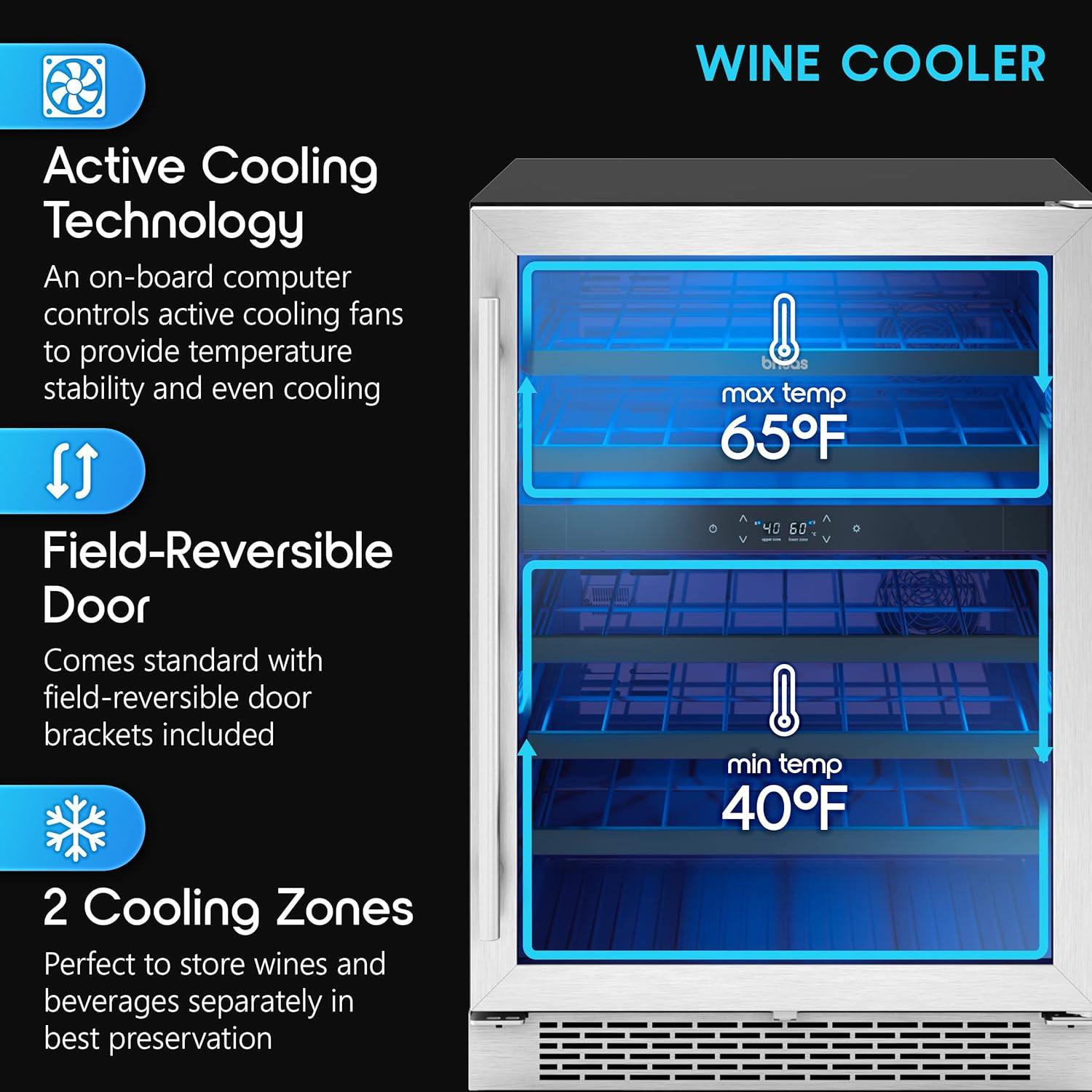 Brisas by Zephyr 24" 46-Bottle Dual Zone Wine Cooler