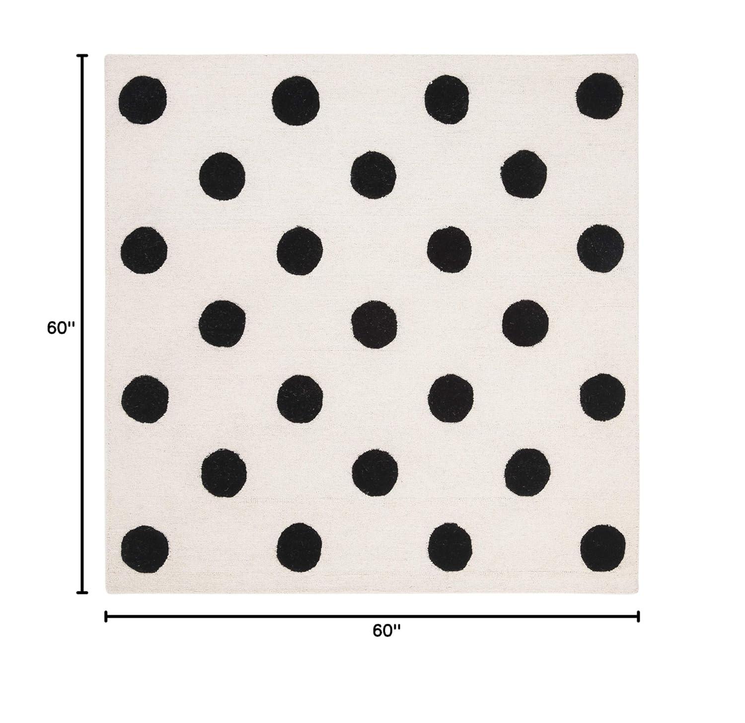 Safavieh Kids Polka Dots SFK904 Hand Tufted Indoor Area Rug - Ivory/Black - 5'x5' - Safavieh