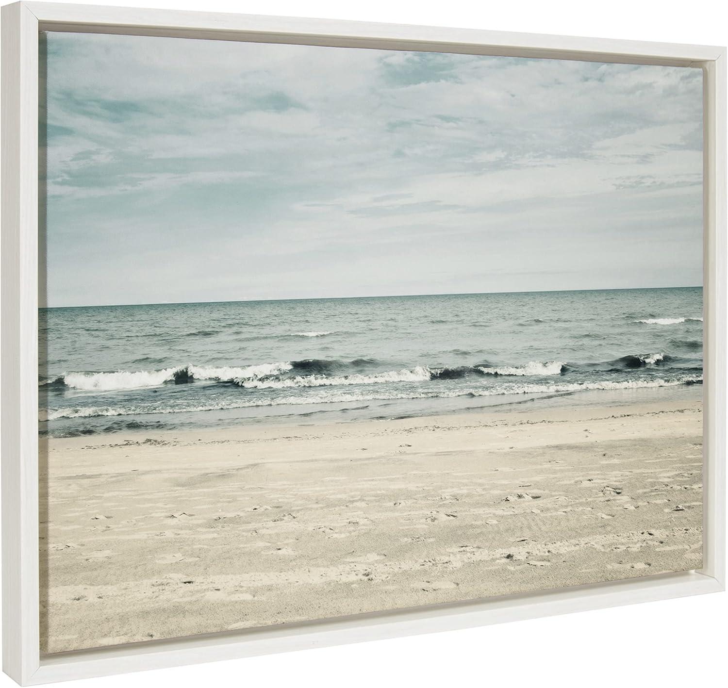 Kate and Laurel Sylvie Beach 2 Framed Canvas by Emiko and Mark Franzen of F2Images, 18x24, White