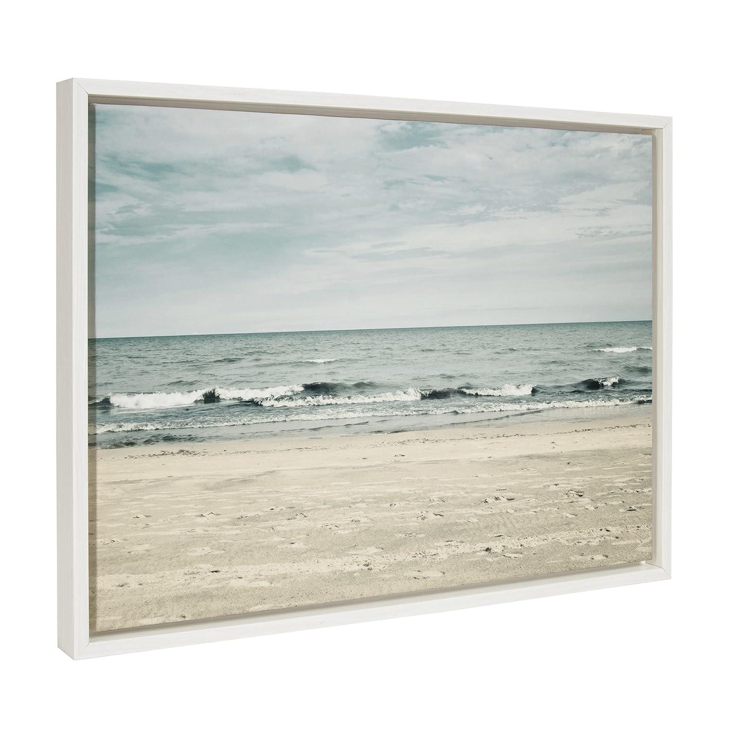 Kate and Laurel Sylvie Beach 2 Framed Canvas by Emiko and Mark Franzen of F2Images, 18x24, White