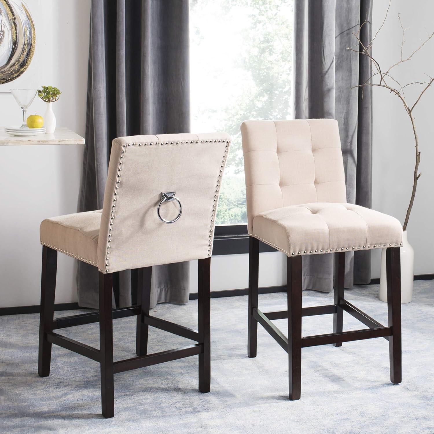 Nikita Counter Stool (Set of 2) - BST6303 - Light Grey/Espresso - Safavieh