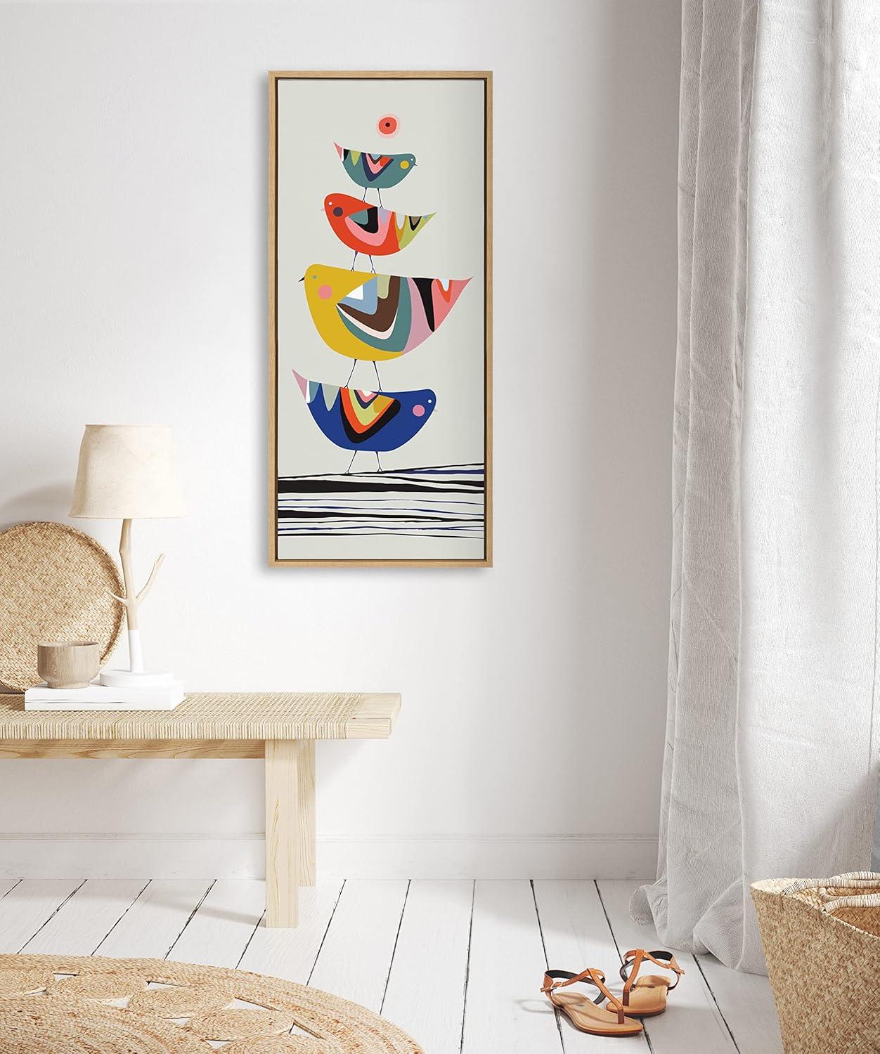 Kate and Laurel Sylvie The Family Tree Framed Canvas by Rachel Lee of My Dream Wall, 18x40, Natural