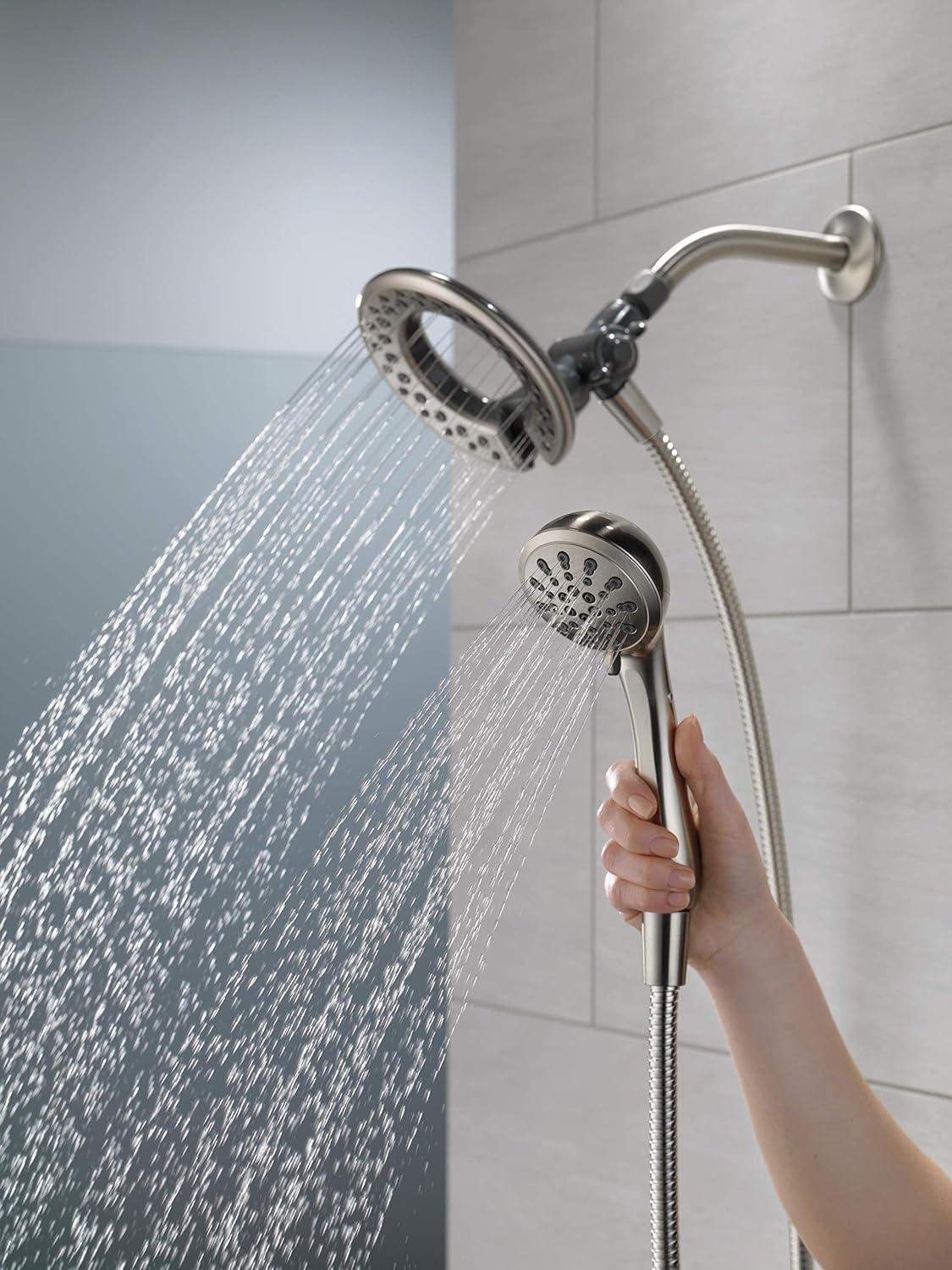 Spotshield Brushed Nickel Stainless Steel Dual Shower Head with Handheld
