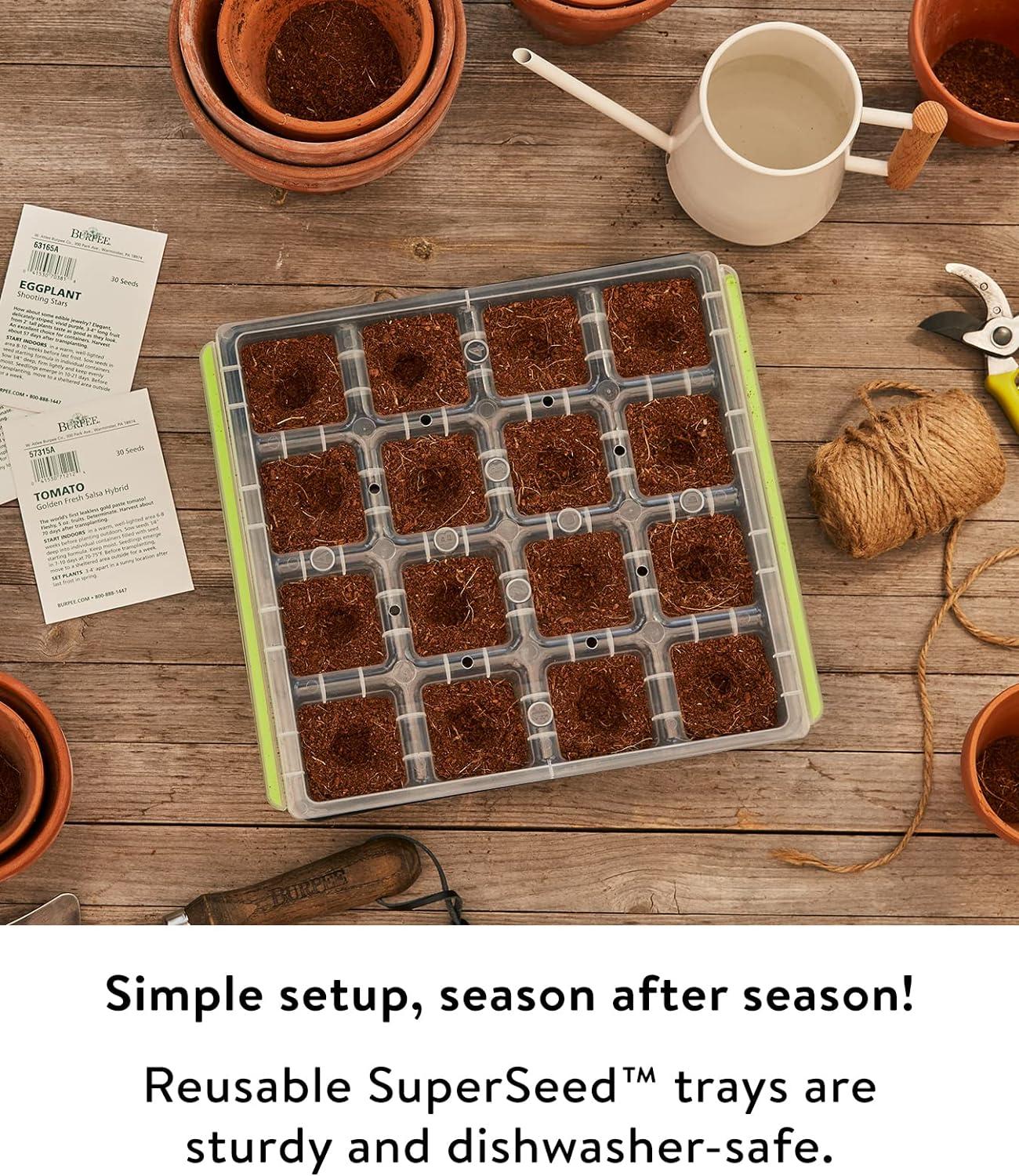 Burpee SuperSeed 16 XL Cell Seed Starting Tray - Reusable and Dishwasher Safe - Growing Tray for Seedlings and Plant Germination