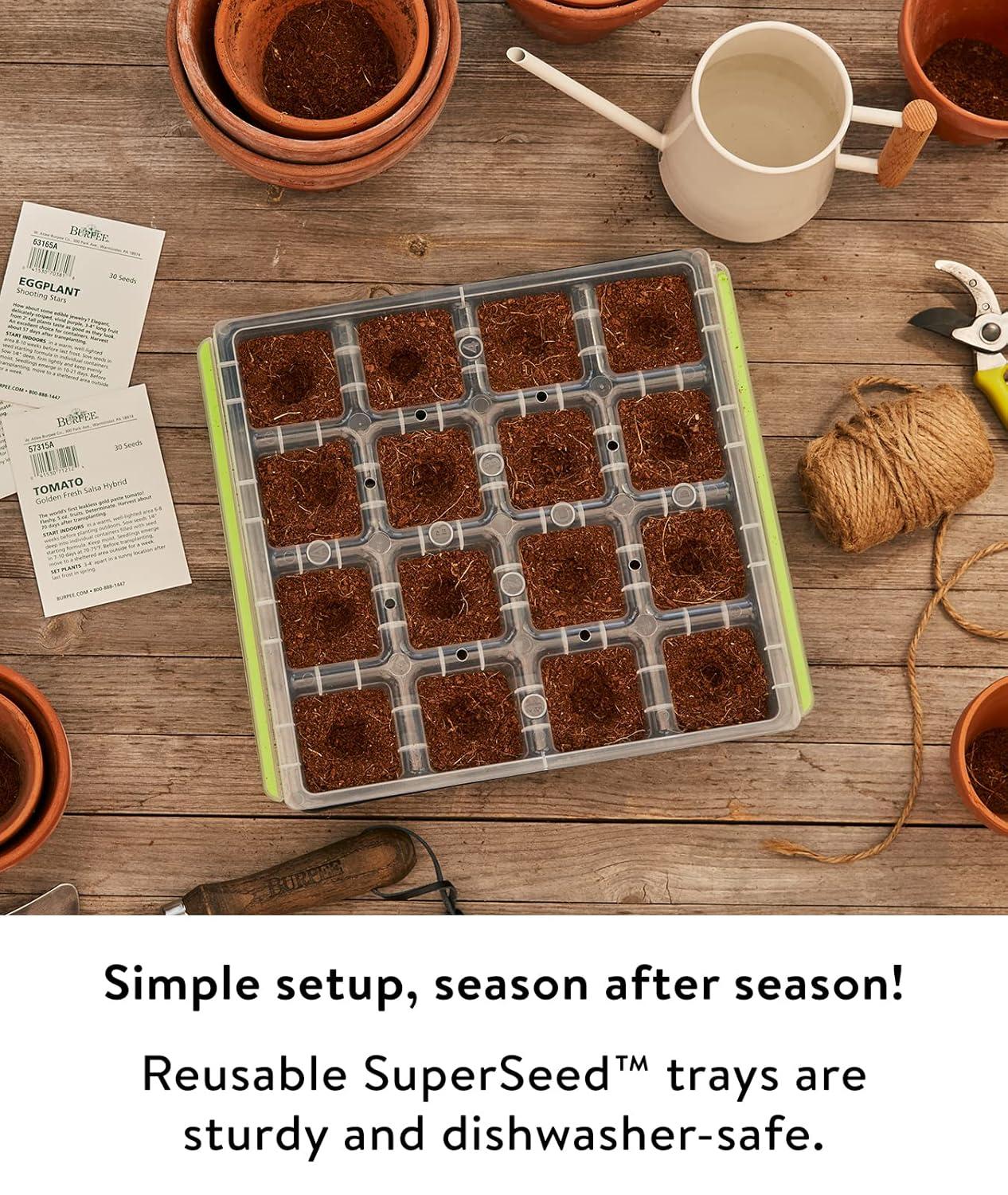 Burpee SuperSeed 16 XL Cell Seed Starting Tray - Reusable and Dishwasher Safe - Growing Tray for Seedlings and Plant Germination