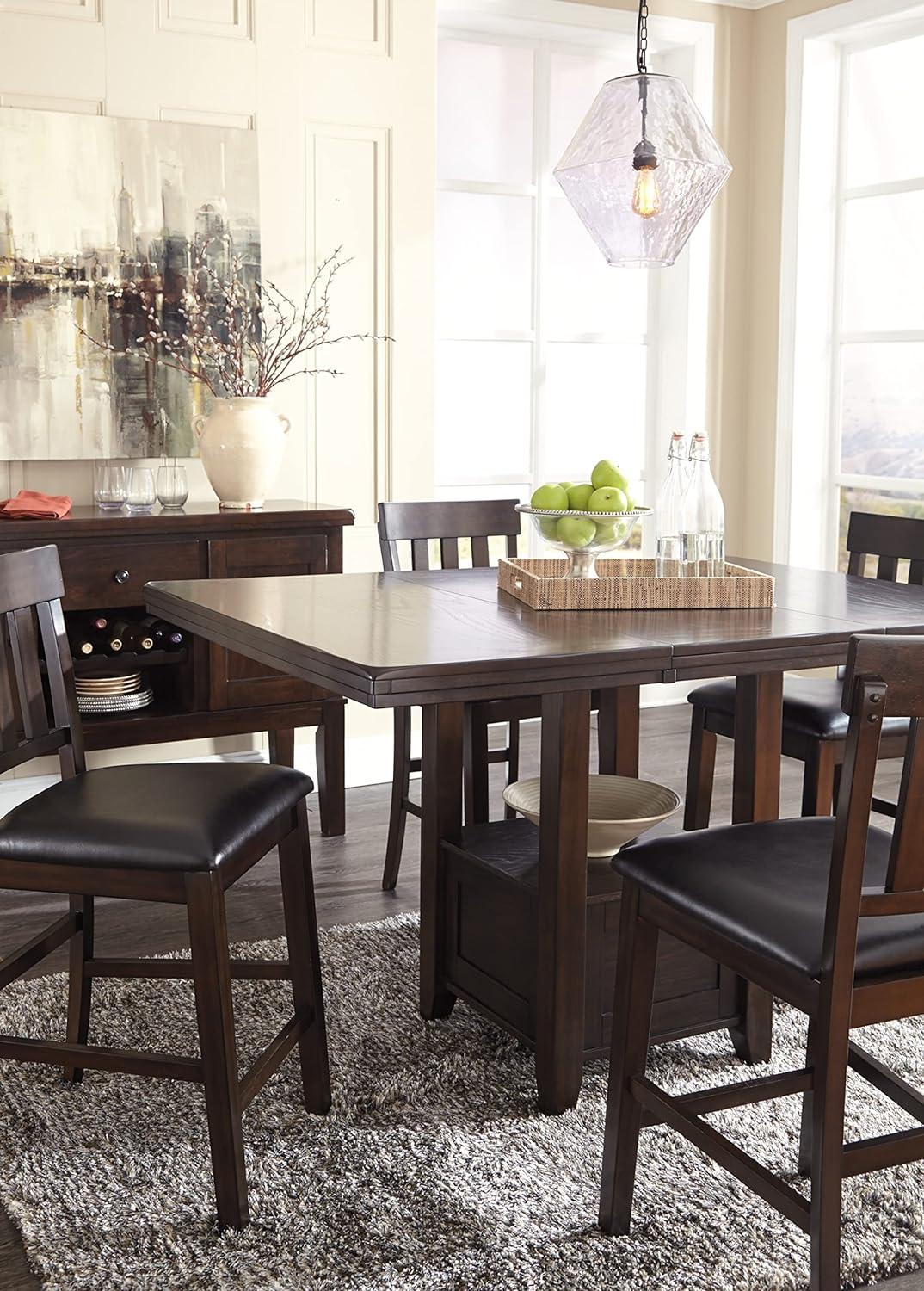 Haddigan Dark Brown Wood Extendable Counter Height Dining Table