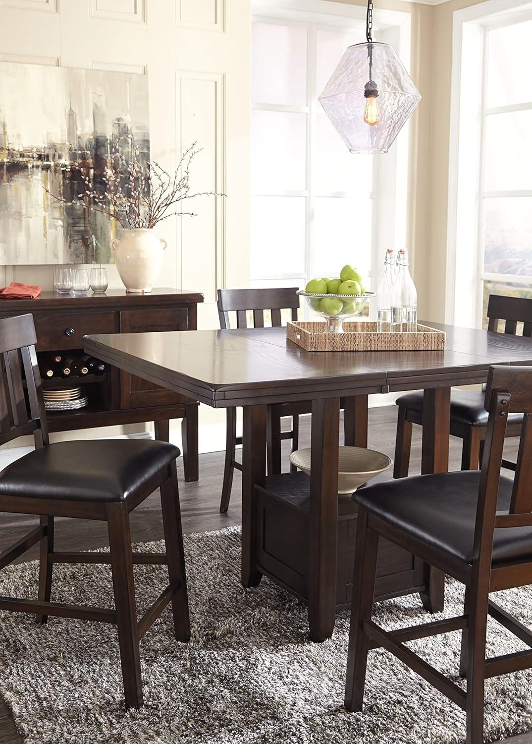 Counter Height Extendable Dining Table Dark Chestnut - Signature Design by Ashley: Removable Leaf, Seats 6, Wood Veneer