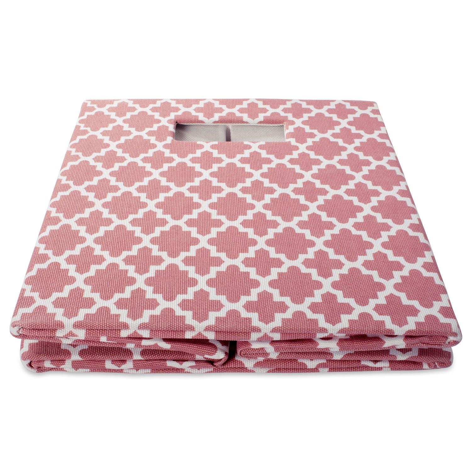 Design Imports CAMZ37898 13 x 13 x 13 in. Lattice Square Polyester Storage Cube, Rose