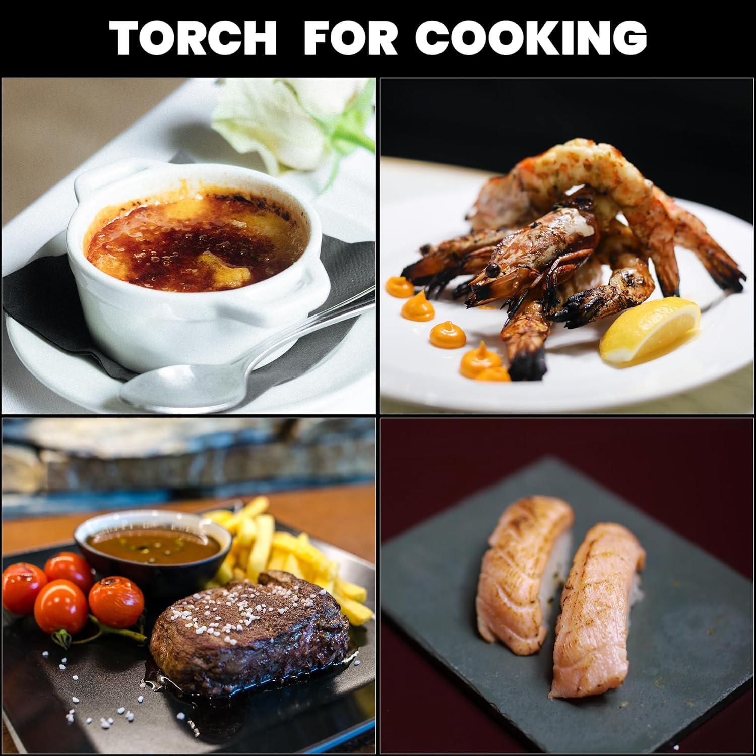 Versatile Butane Torch Kitchen Blow Lighter, With Adjustable Flame for Cooking, Creme Brulee, Sushi, Searing, Baking, BBQ - Professional Cooking Torch (Butane Gas Not Included)