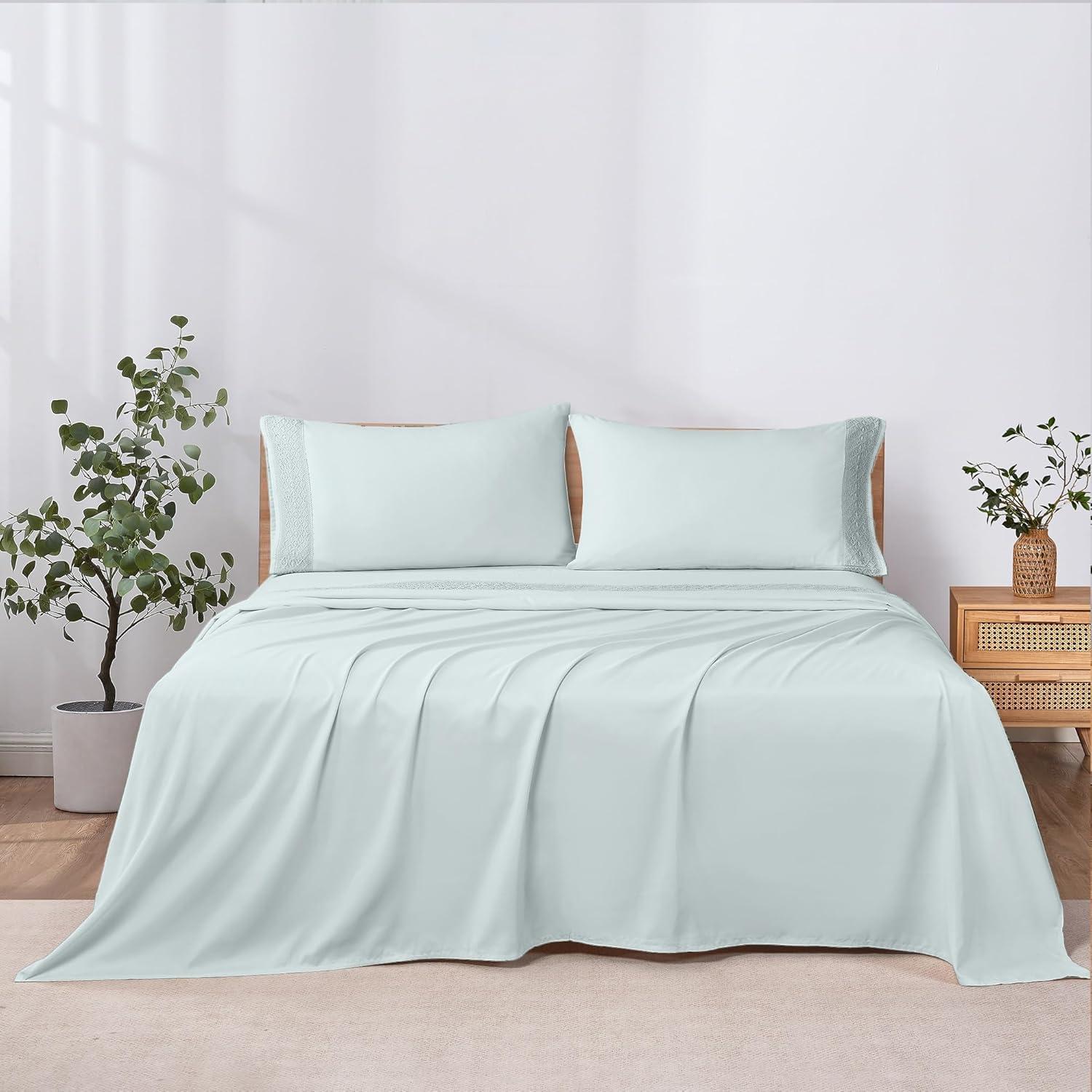 Modern Threads Yate Soft Microfiber Crochet Lace Sheets - Luxurious Microfiber Bed Sheets - Includes Flat Sheet, Fitted Sheet with Deep Pockets, & Pillowcases & Reviews | Wayfair