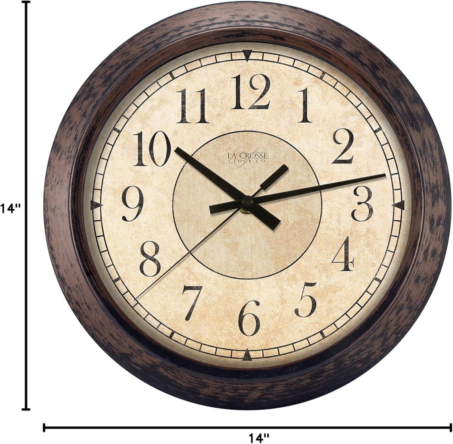 Rustic Brown 14" Round Analog Wall Clock