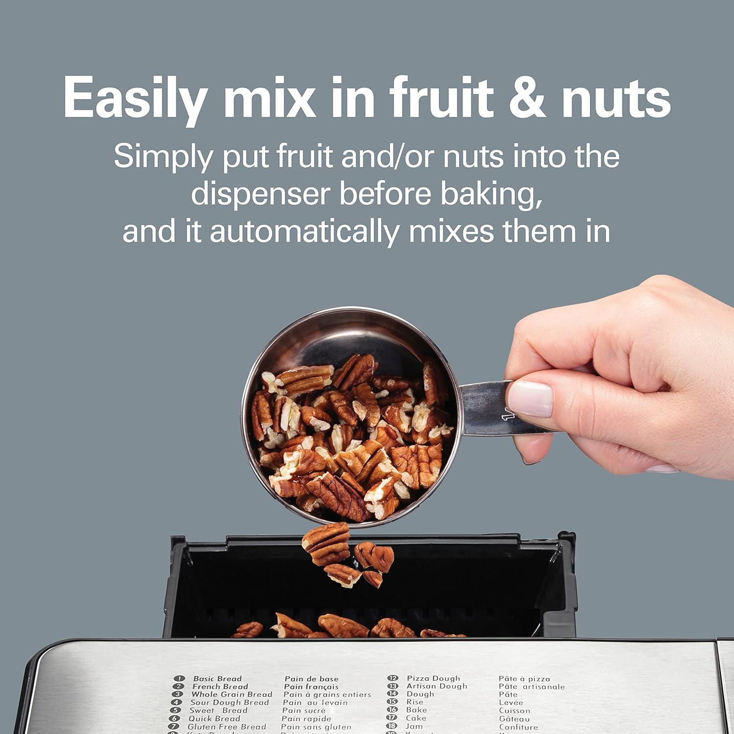 Hamilton Beach Premium Bread Make Machiner, Auto Fruit and Nut Dispenser, 21 Settings, Stainless Steel