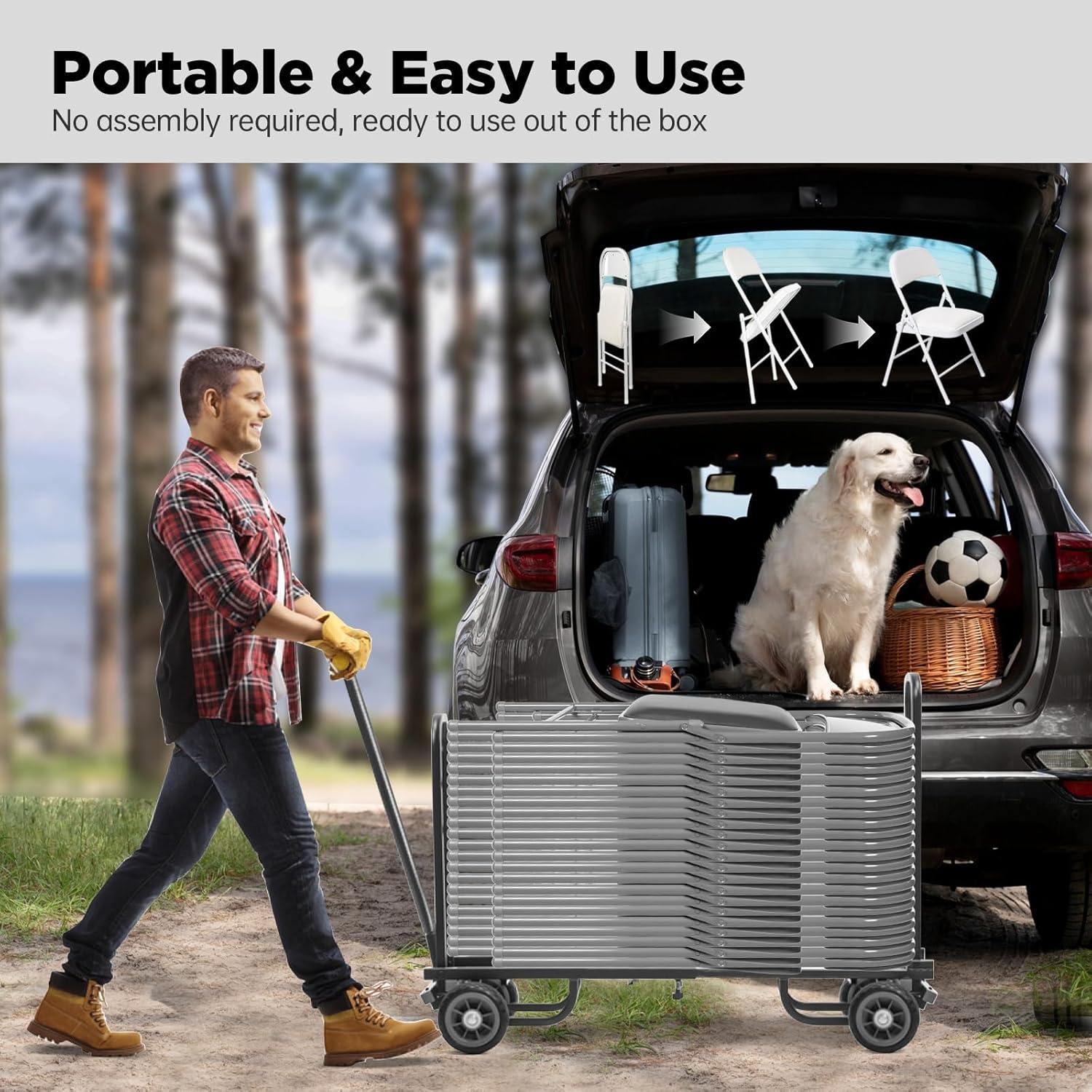 6 Pack Gray Folding Chairs with Padded Cushion and Back for Outside Portable Stackable Commercial Foldable Chairs with Steel Frame for Events Office Wedding Party, 330lbs Capacity