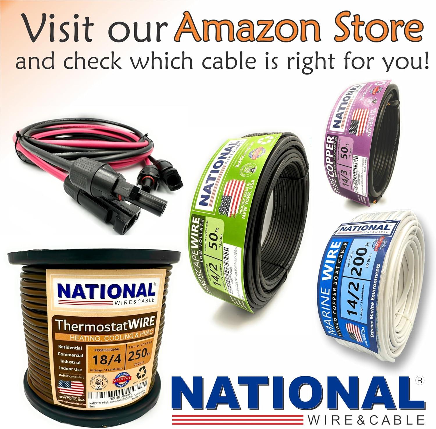 NATIONAL Wire&Cable - Premium Electrical Wire - 10 Gauge 4 Conductors - 100Ft - Made in USA