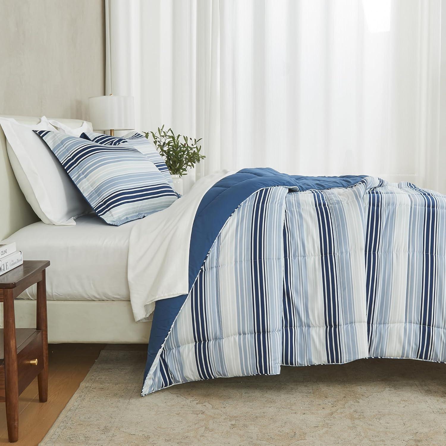 FreshFolds Reversible Microfiber Comforter Set with Shams