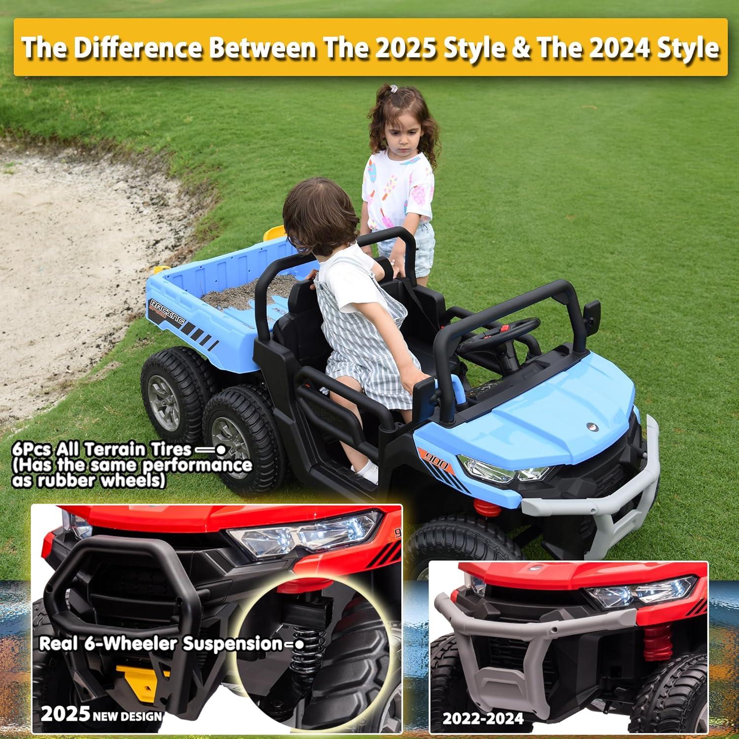 4 Wheels 24V Ride on Dump Truck Toys 2 Seater Kids Ride On UTV Car with Remote Control,Electric Dump Bed