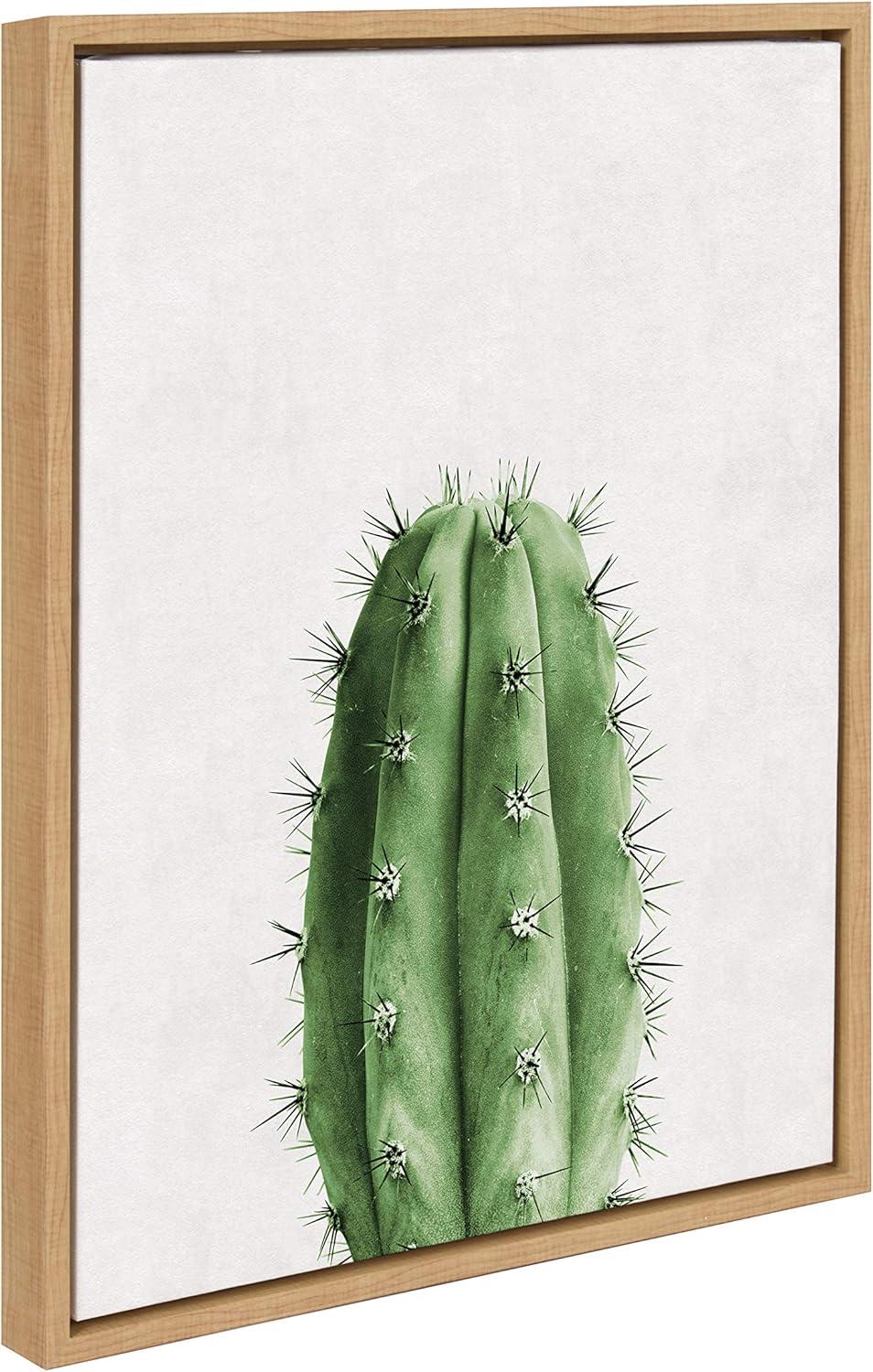 18" x 24" Sylvie Home Cactus Framed Canvas by Simon Te Tai Natural - Kate & Laurel All Things Decor: Modern Botanical Wall Art