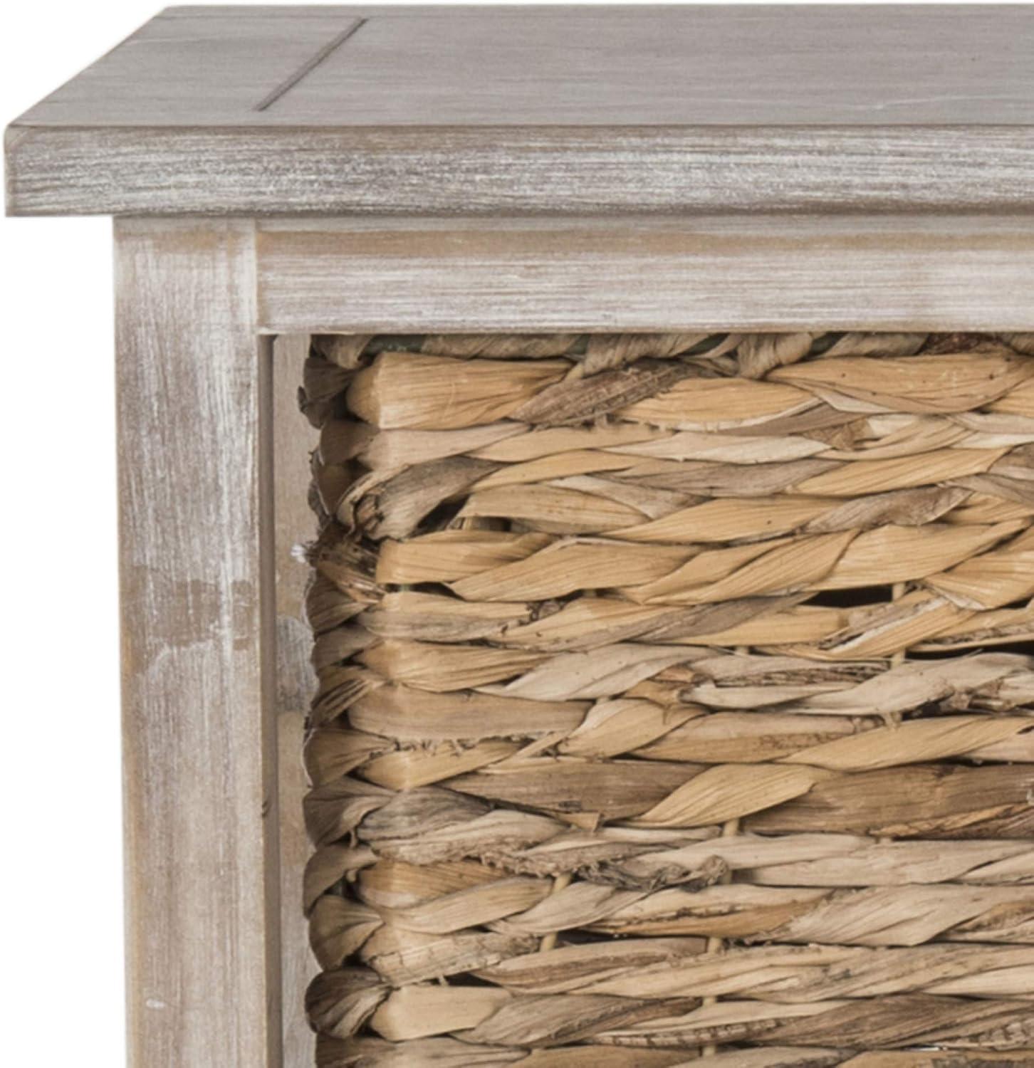 Halle 3 Wicker Basket Storage Side Table - Vintage Grey - Safavieh.