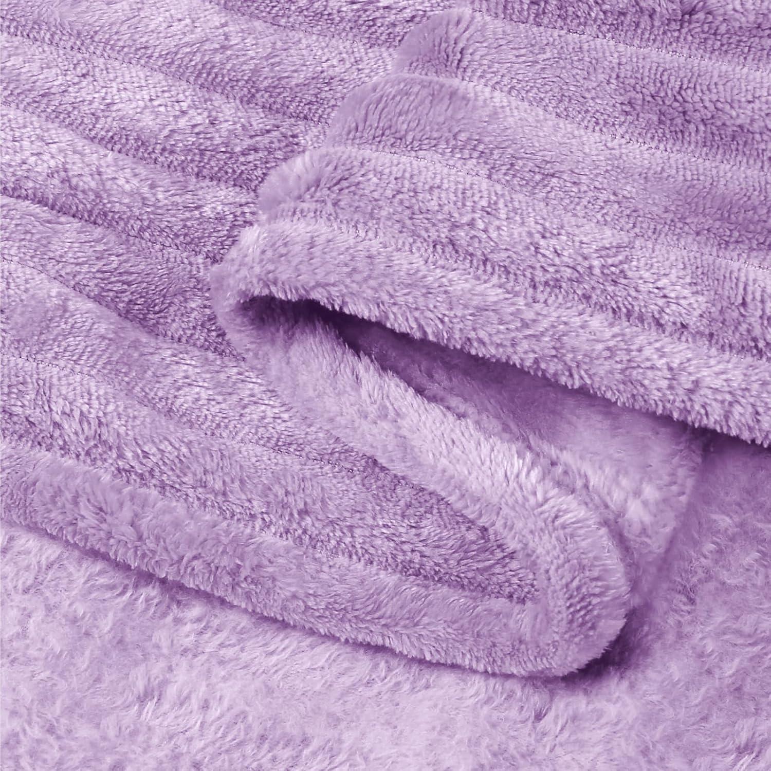 BEDELITE Fleece Throw Blanket for Couch 3D Ribbed Jacquard Cozy, Fluffy, Plush Lightweight Lavender Throw Blankets for Bed, Sofa, 50x60 inches