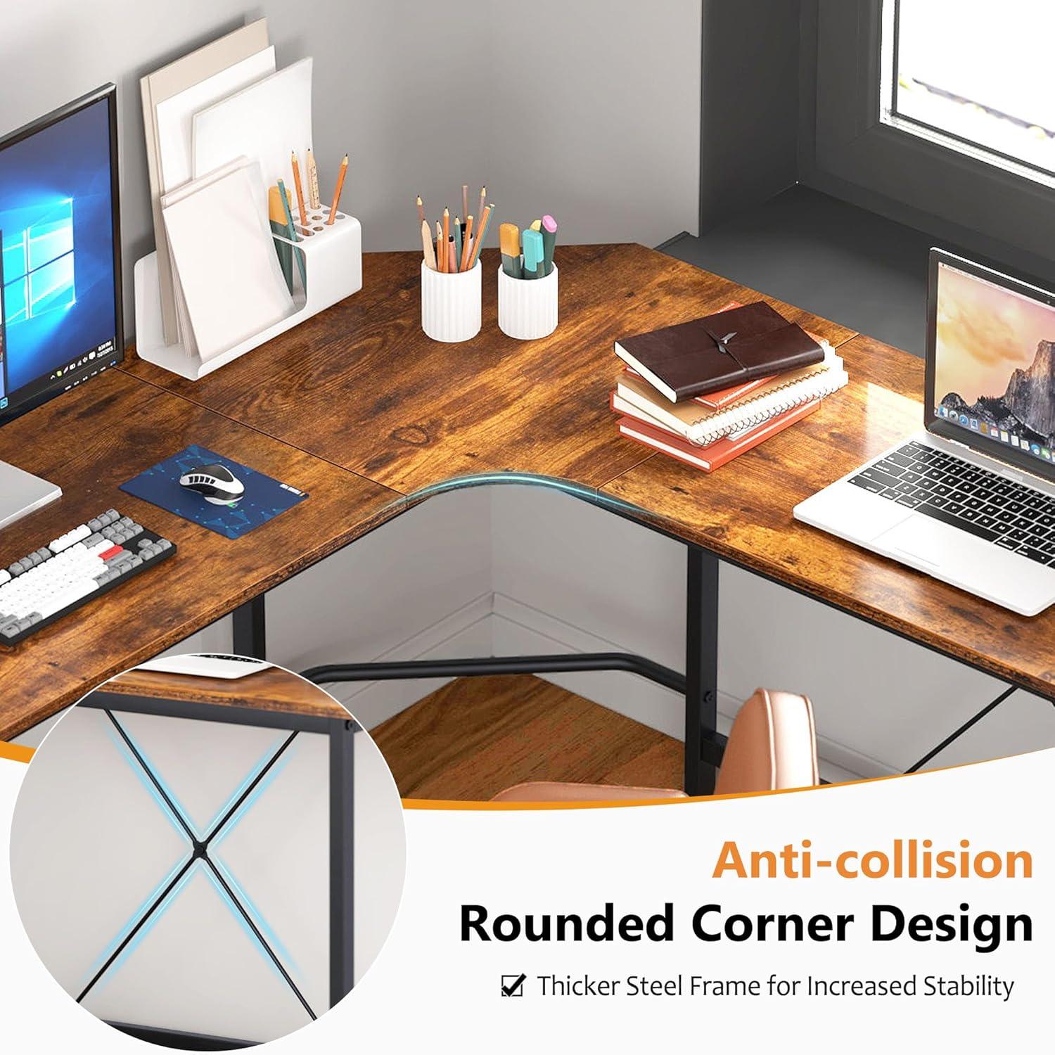 soges L Shaped Desk, 59inch L Desk Computer Corner Desk, Gaming Desk, Home Office Writing Desk, Space-Saving Workstation Desk, Rustic Brown