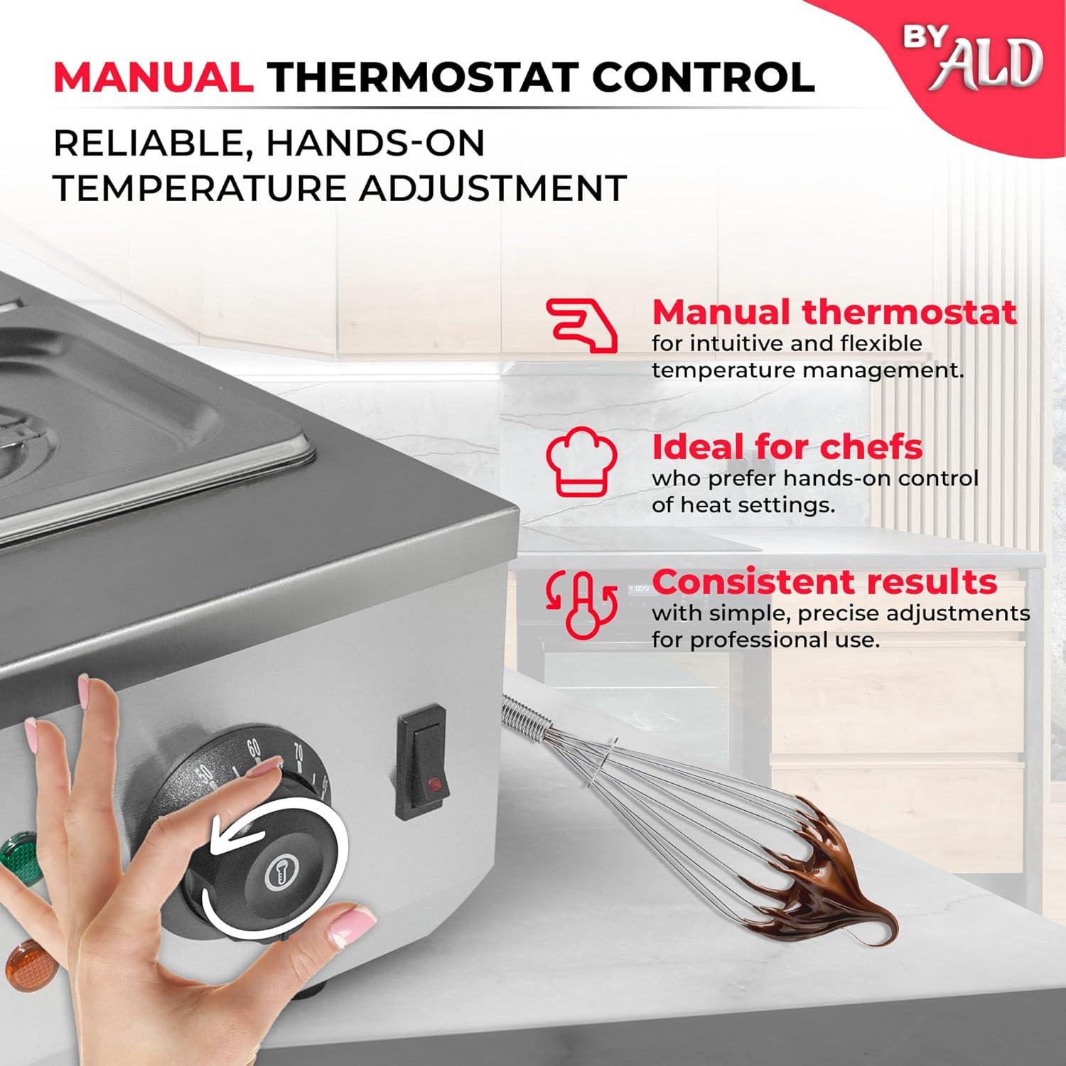 Chocolate Fondue Machine with Manual Control | Stainless steel Professional Small Chocolate Tempering Machine for Home and Commercial Use