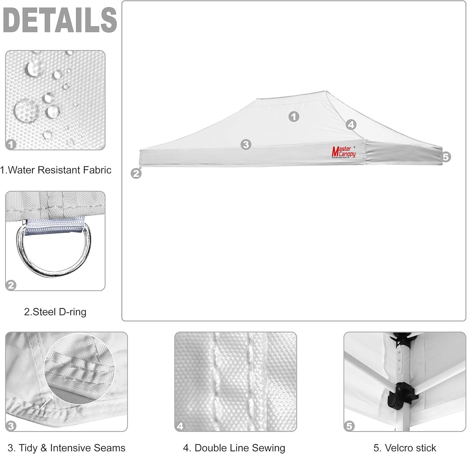 MASTERCANOPY Replacement Pop Up Canopy Top (10x15, White)