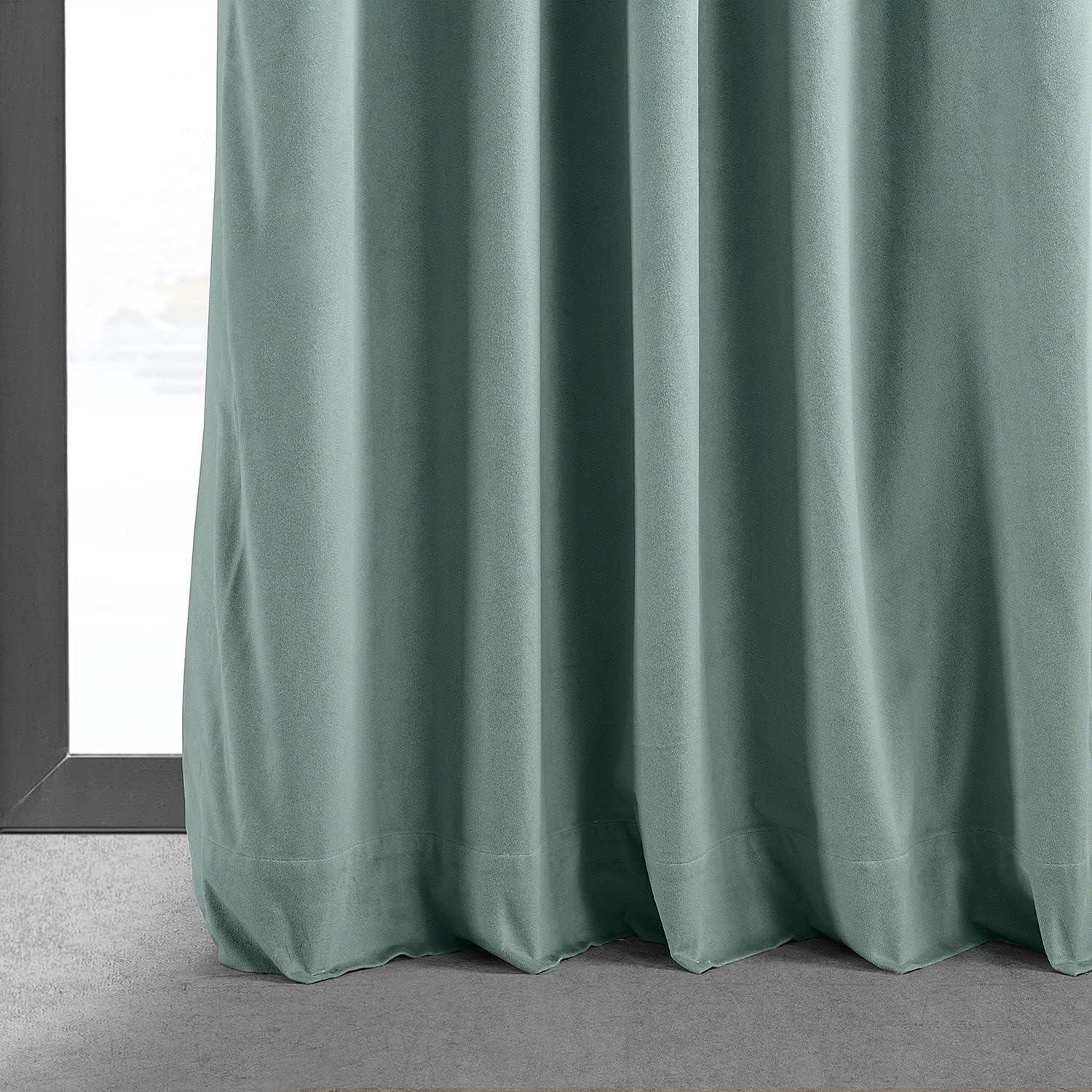 Half Price Drapes Signature Skylark Blue Velvet Blackout Curtains For Bedroom(1 Panel), 50WX 120L