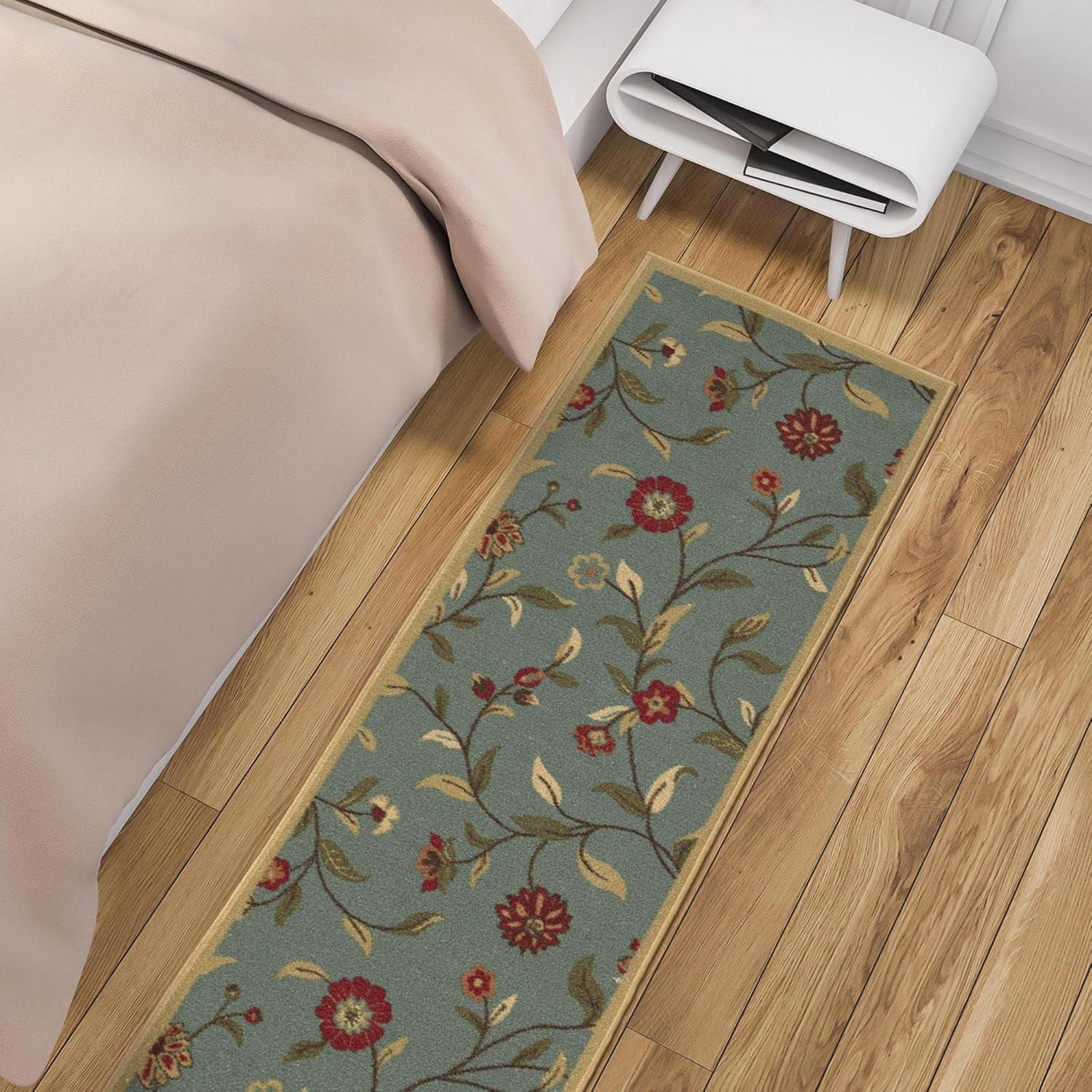 Machine Washable Non-Slip Floral Leaves Area Rug For Living Room, Hallway Runner, Entryway Rug