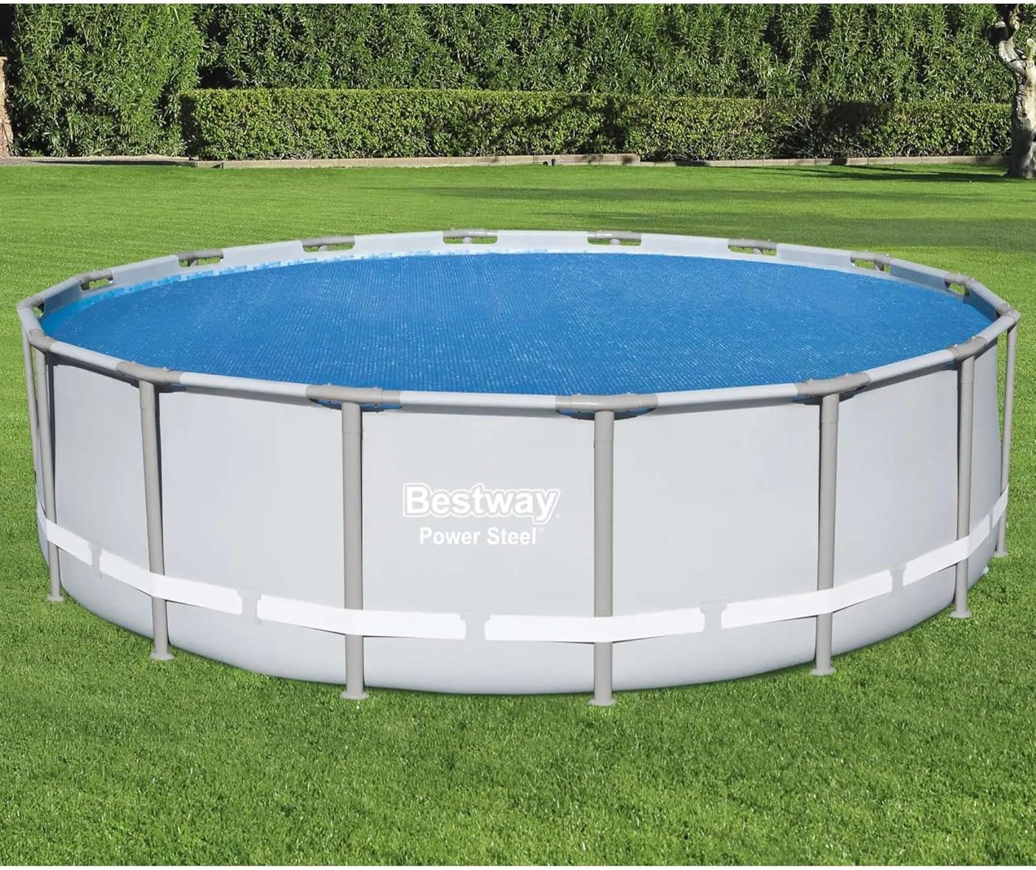 Bestway Flowclear 15 Feet Round Above Ground Solar Pool Cover Only for Pool Water Maintenance of Swimming Pools 16 Feet in Diameter, Blue