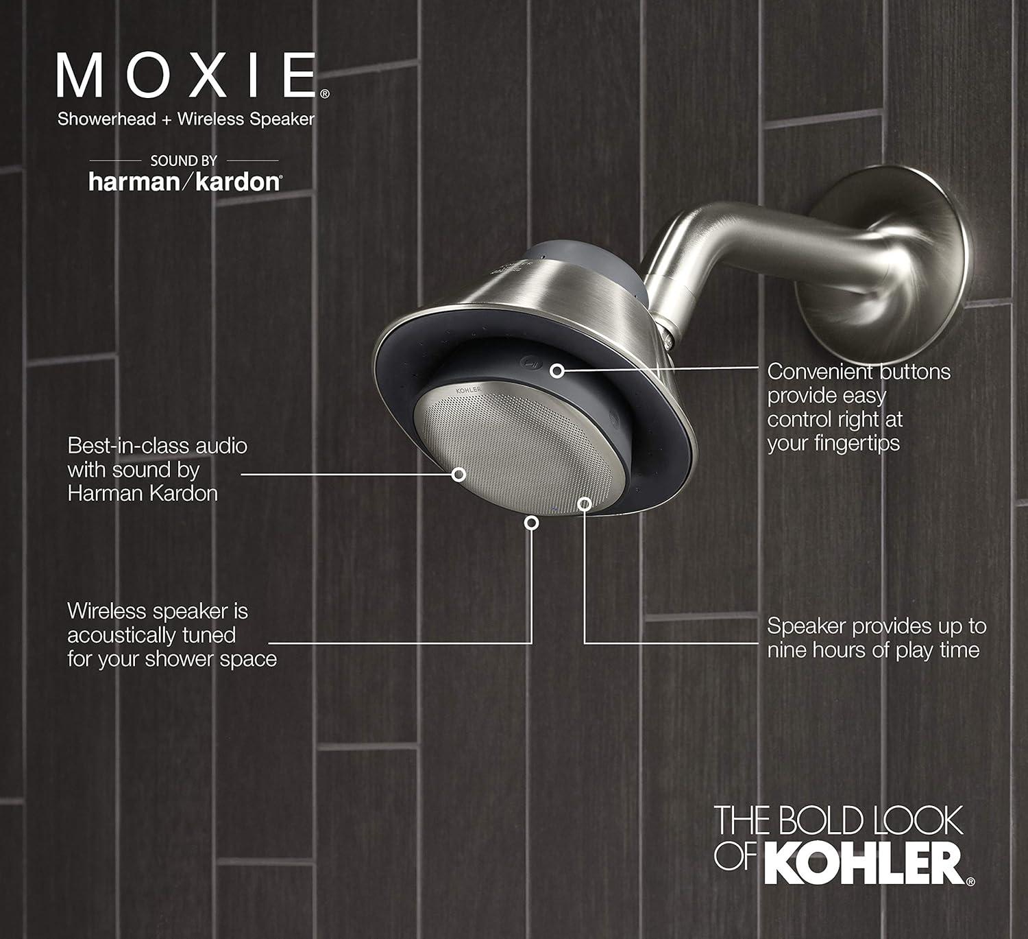 Moxie Shower Head with Waterproof Speaker Featuring Bluetooth Wireless Technology and sound by Harman Kardon