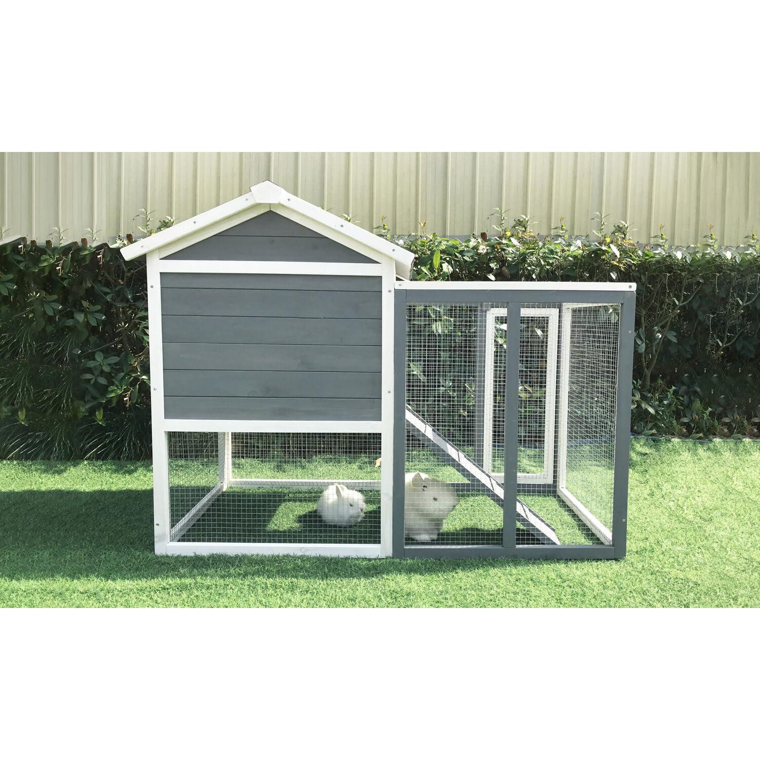 Hanover Outdoor Wooden Bird Cage with 3 Resting Bars, Ladder, Waterproof Roof and Removable Tray, 2.9 Ft. x 2.1 Ft. x 5.8 Ft.