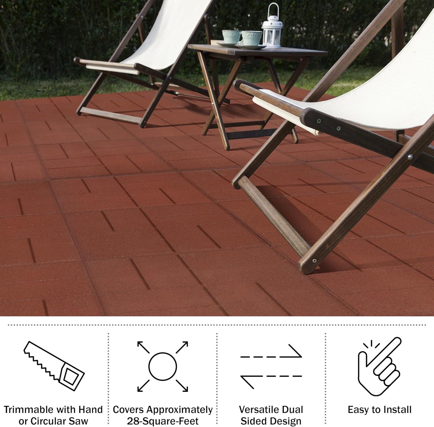 Pure Garden Deck Tiles 8-Pack - Dual-Sided Outdoor Flooring Tile - 28SQFT Rubber Pavers for Outside Patio, Garden Walkway, Balcony, or Shed